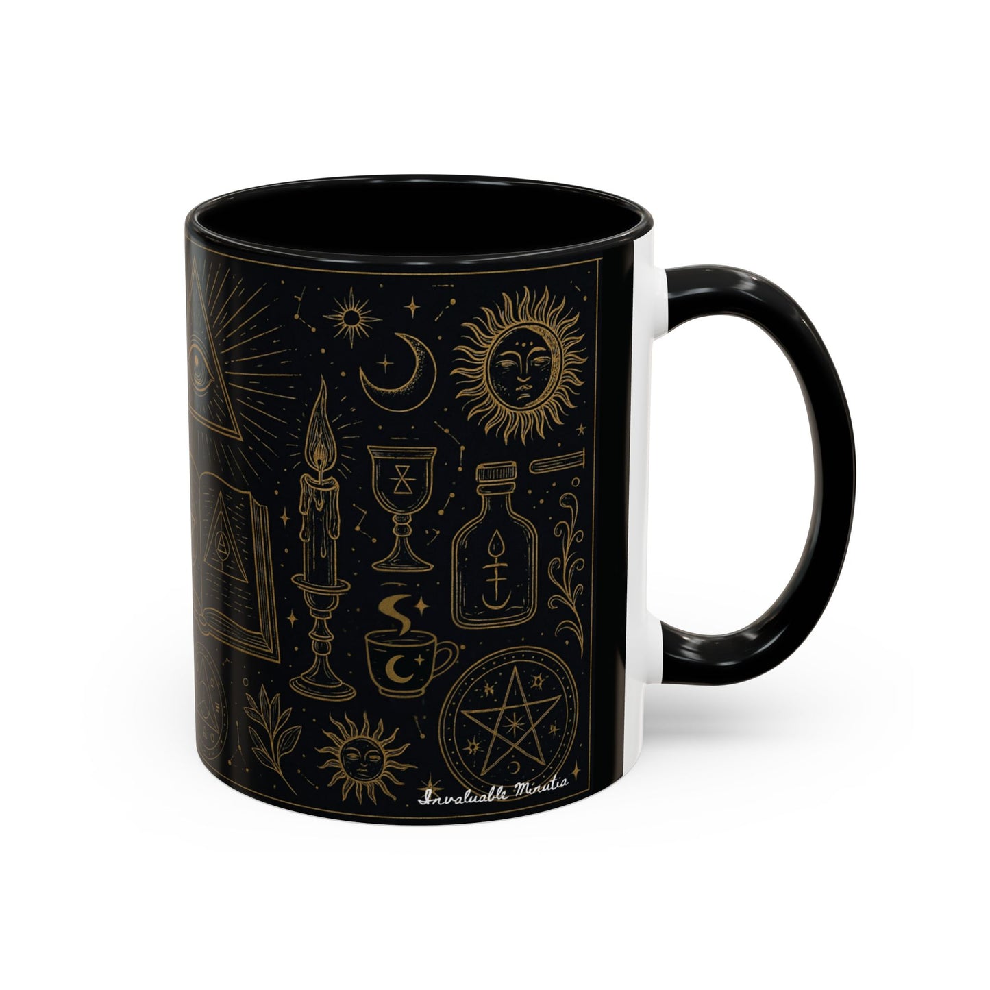 Witchy Aesthetic Coffee Mug โ 15oz Black & Purple Ceramic with Occult Symbols โ Goth Kitchen Decor, Halloween Gift Idea - 11oz/15oz