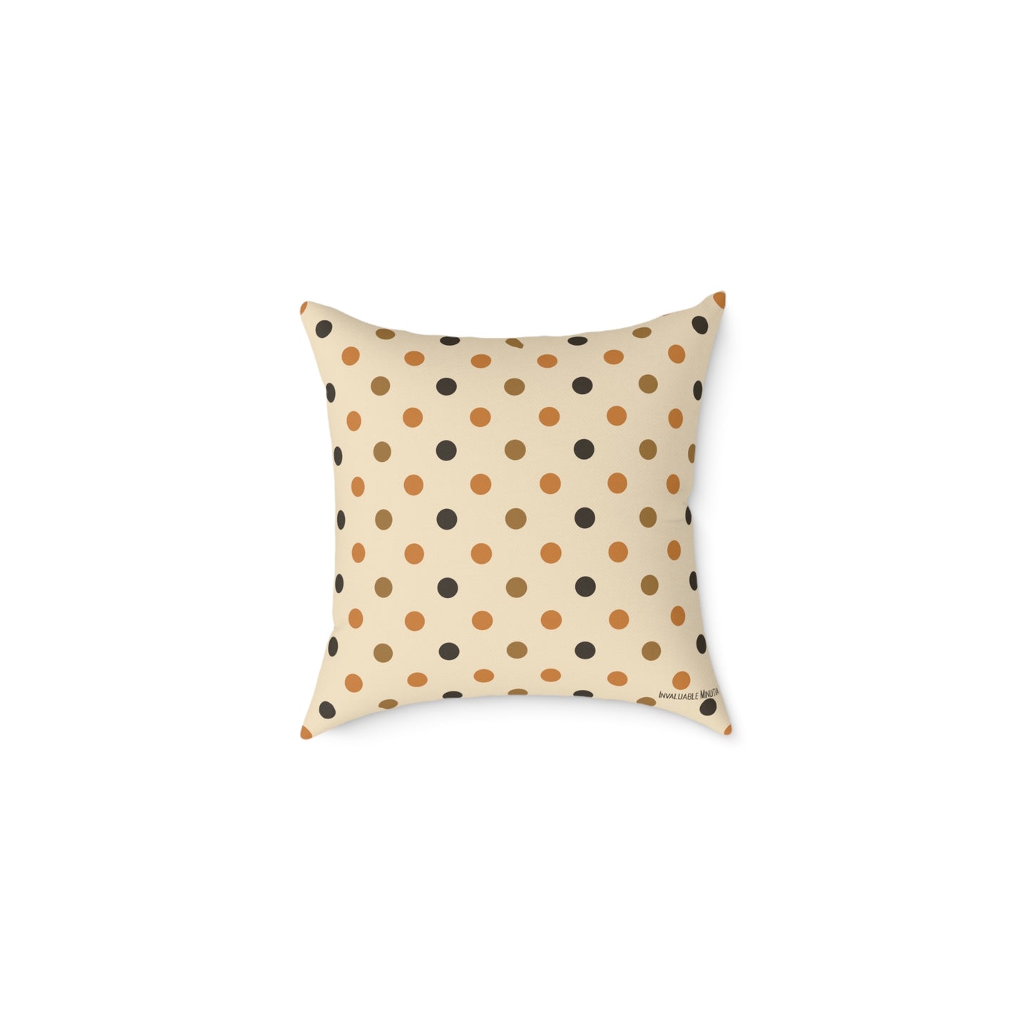 Boutique Halloween Throw Pillow – Crow & Pumpkin Pattern (Reversible Dot Back, Colorway™ Poly Canvas)