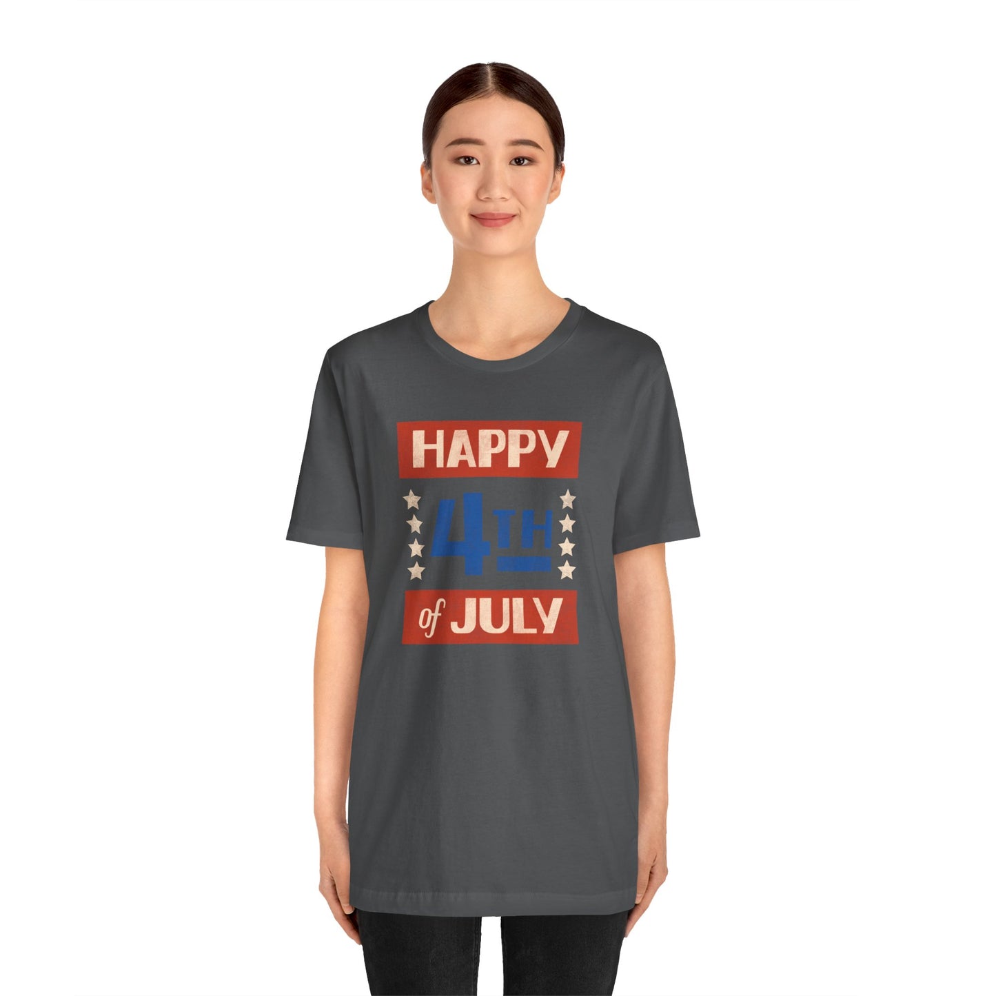 Happy 4th / Land of the Free Tee – Dual-Sided Print – Unisex Bella + Canvas Jersey T-Shirt