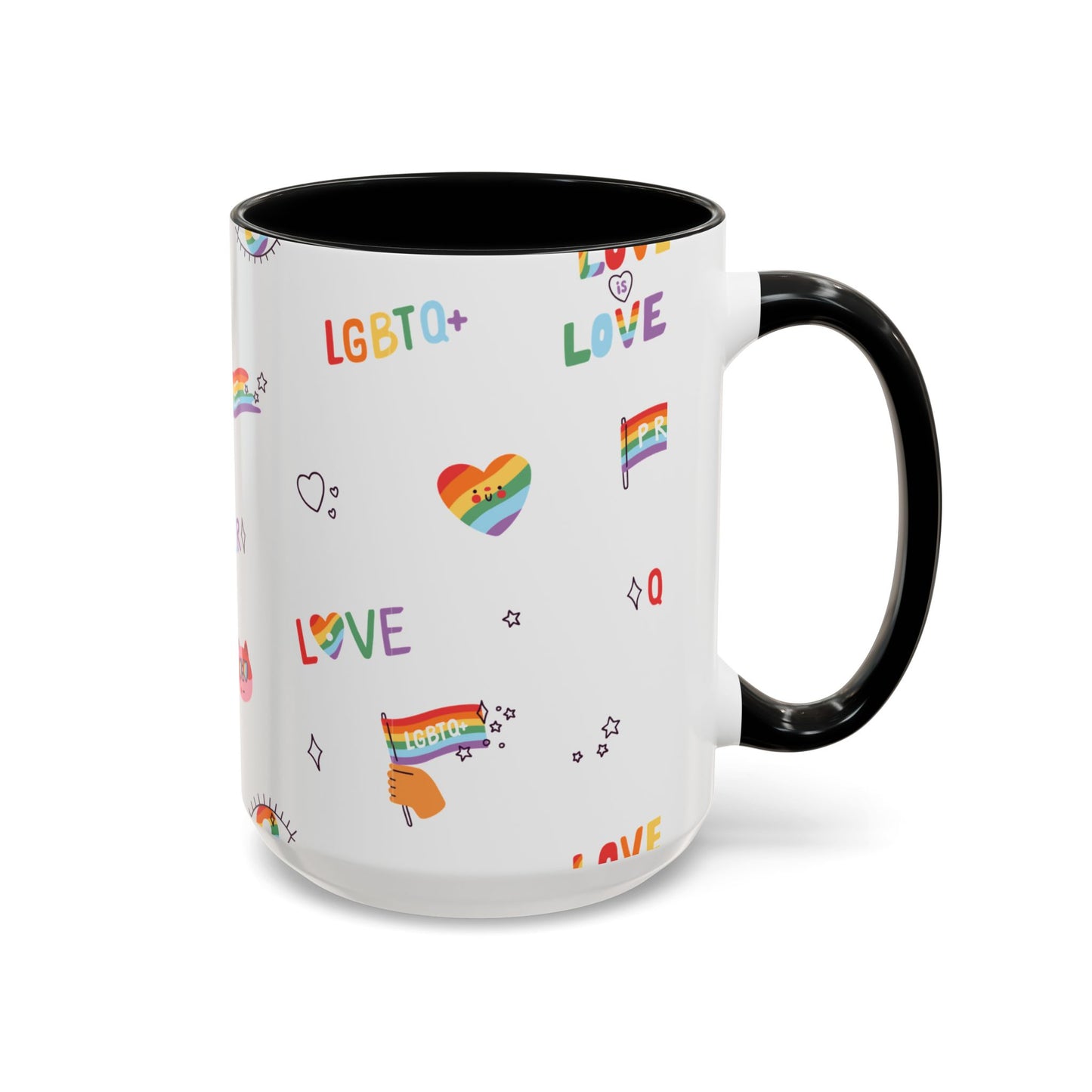 Minimalist Pride Accent Mug | LGBTQ+ Love Ceramic Cup | 11oz & 15oz