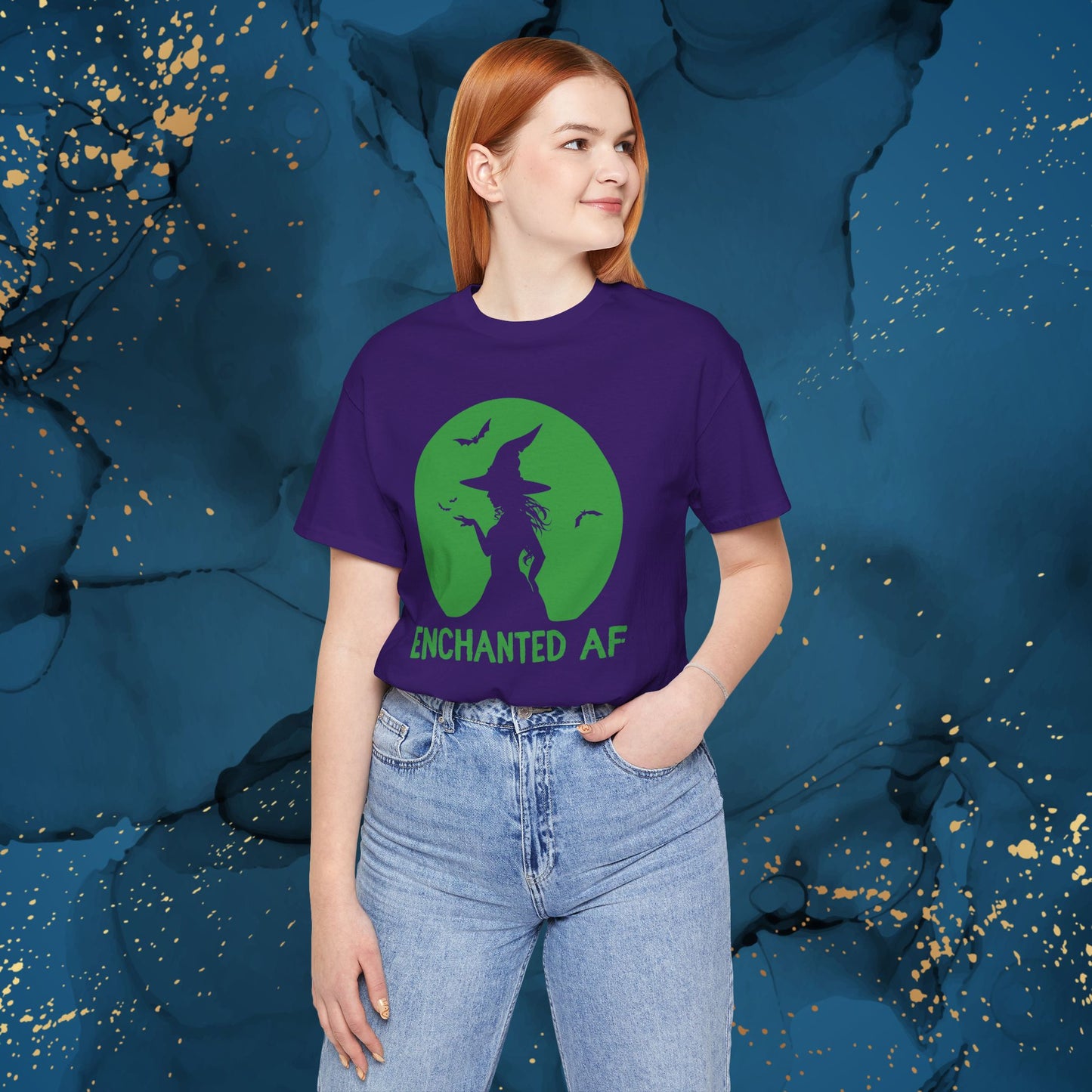 "ENCHANTED AF" Witch Tee | Bella+Canvas 3001 Halloween Unisex T-Shirt