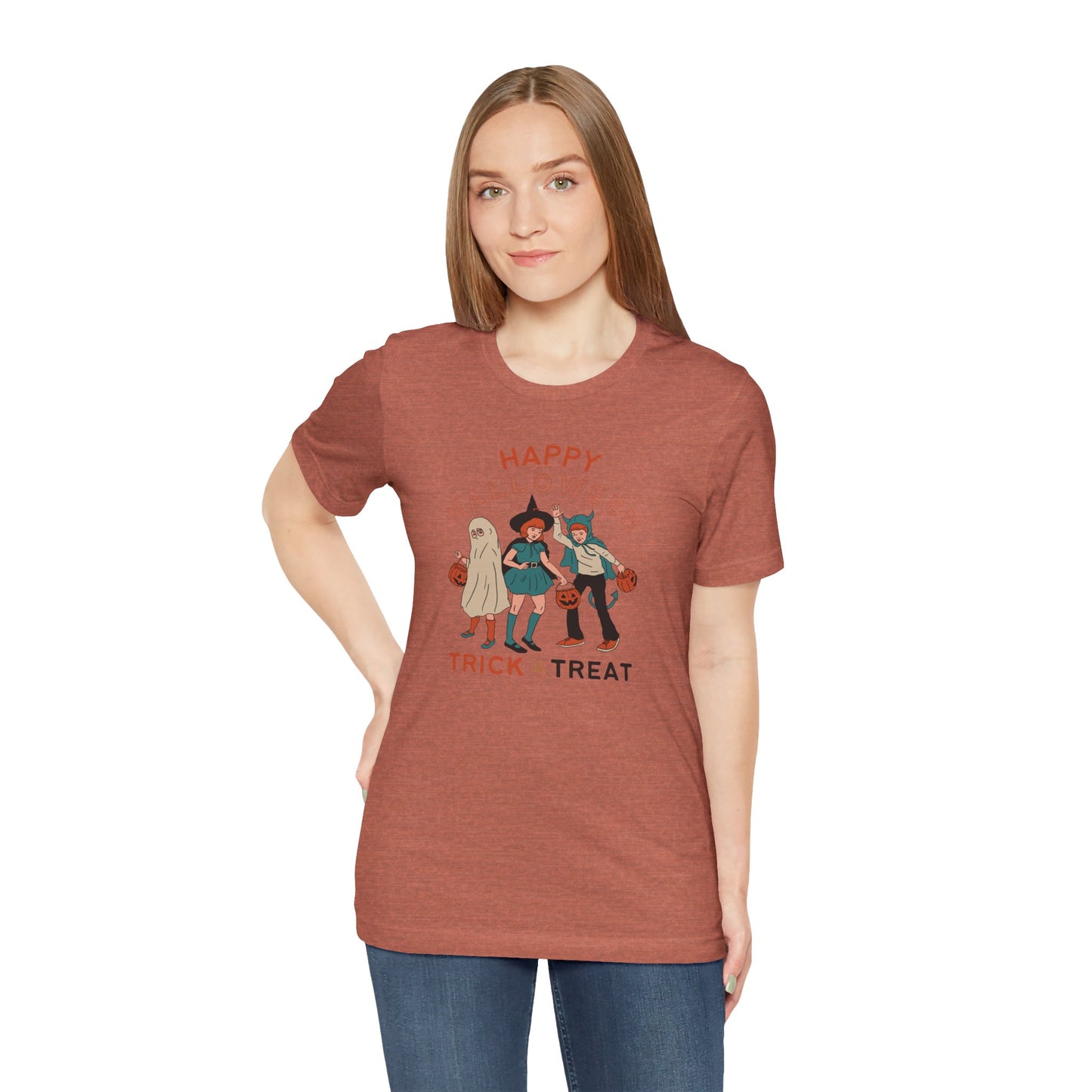 Happy Halloween Trick or Treat Vintage Vibe Tee โ Bella+Canvas 3001