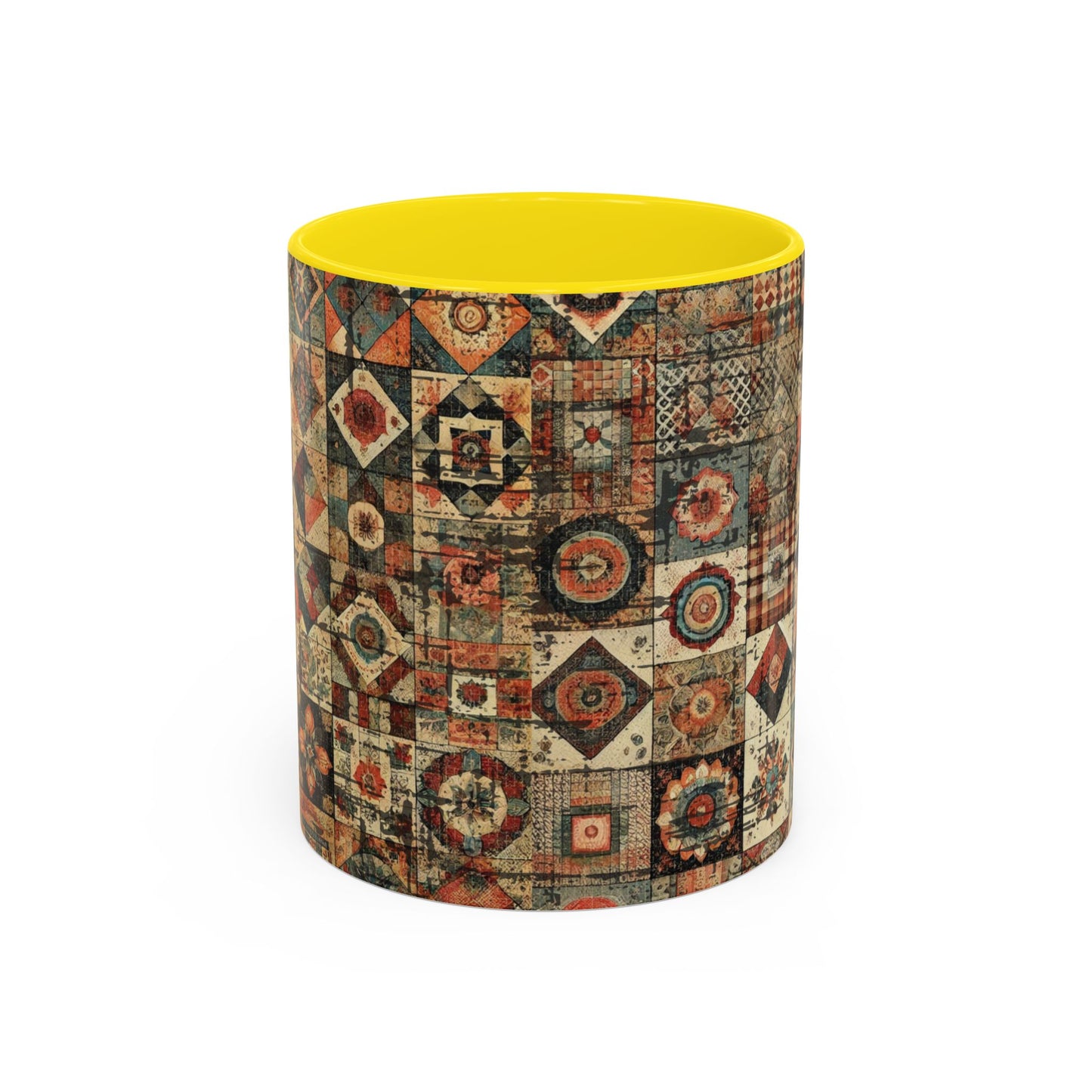 Boho Patchwork Quilt Mug | Vintage Accent Coffee Mug (11oz/15oz)