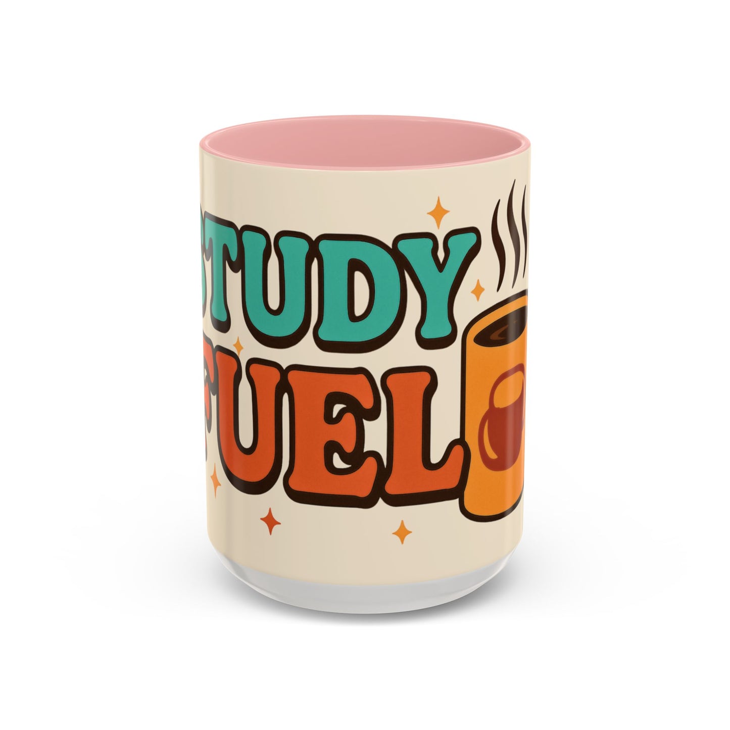 Study Fuel Color Accent Mug (11oz/15oz) – Retro Teacher/Student Coffee Cup • Back to School • Durable Ceramic