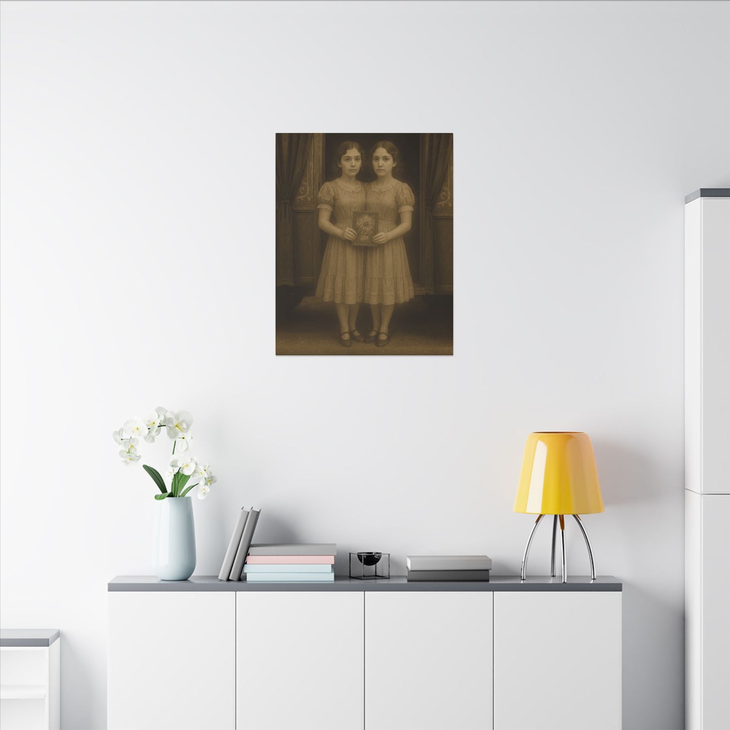Conjoined Twins – Matte Canvas Print (Gallery-Wrapped) 0.75" – Vintage Circus-Inspired Canvas Wall Art