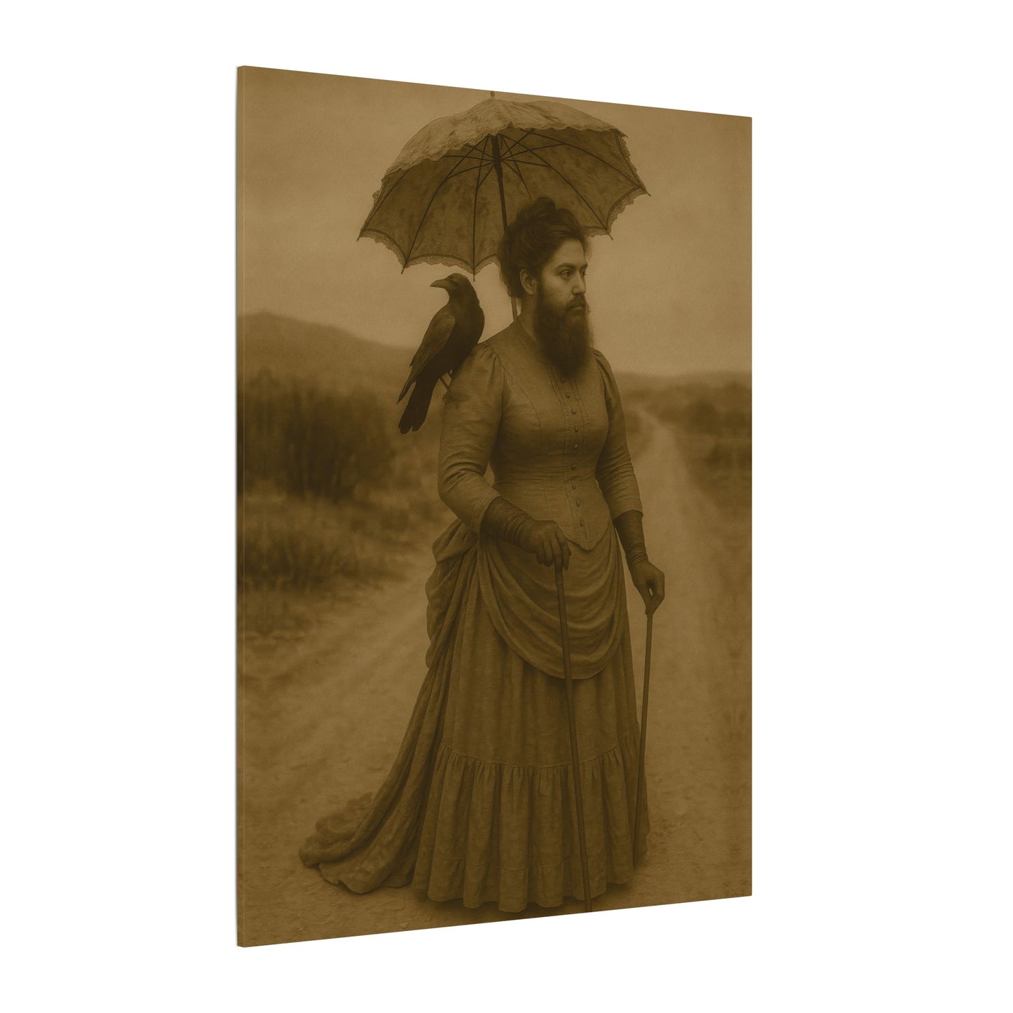 Bearded Lady with Crow β Matte Canvas Print (Gallery-Wrapped) 0.75"