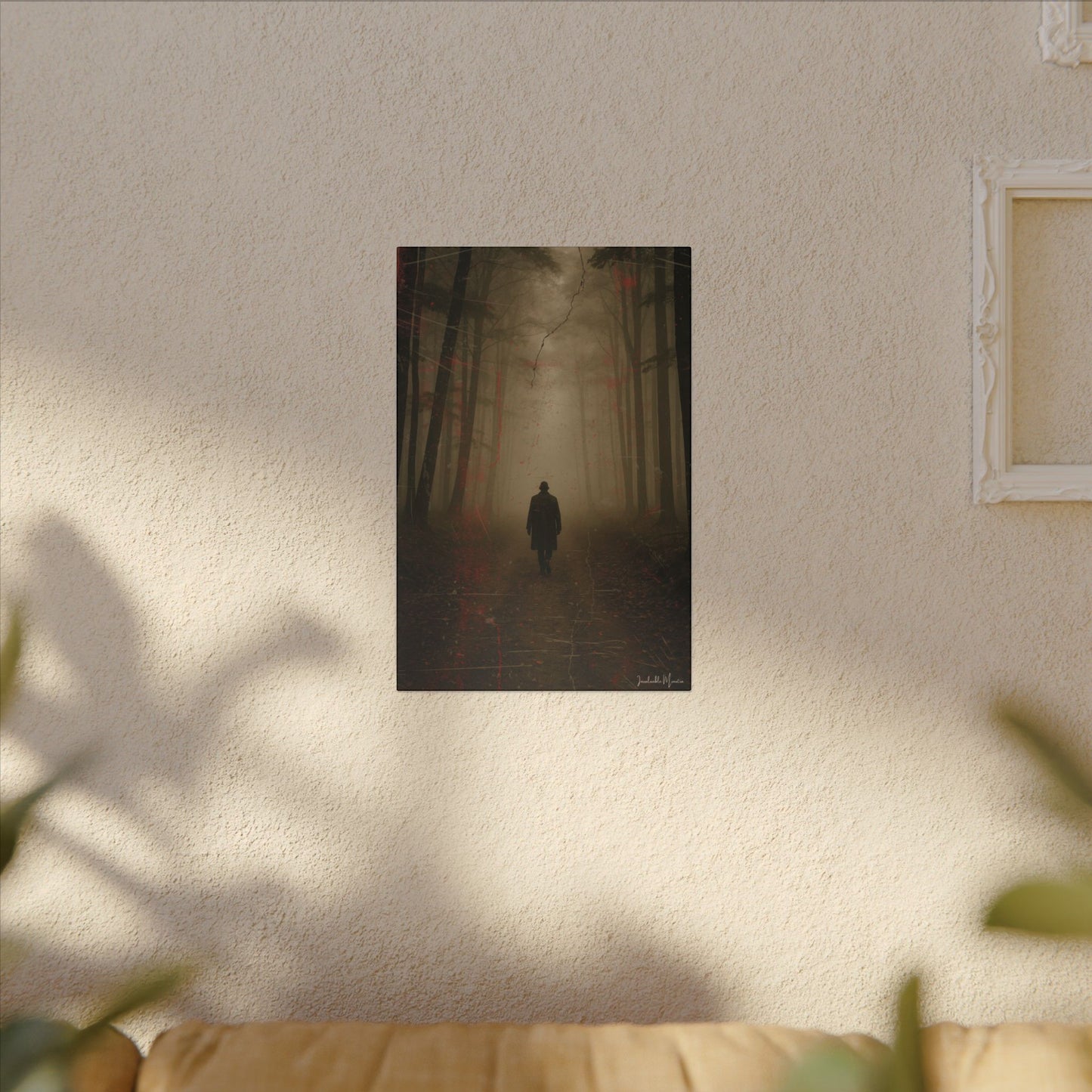 Vertical Foggy Forest Canvas Print – 'The Wanderer' | Moody Wall Art, Atmospheric Decor, Gothic Forestcore Vibes