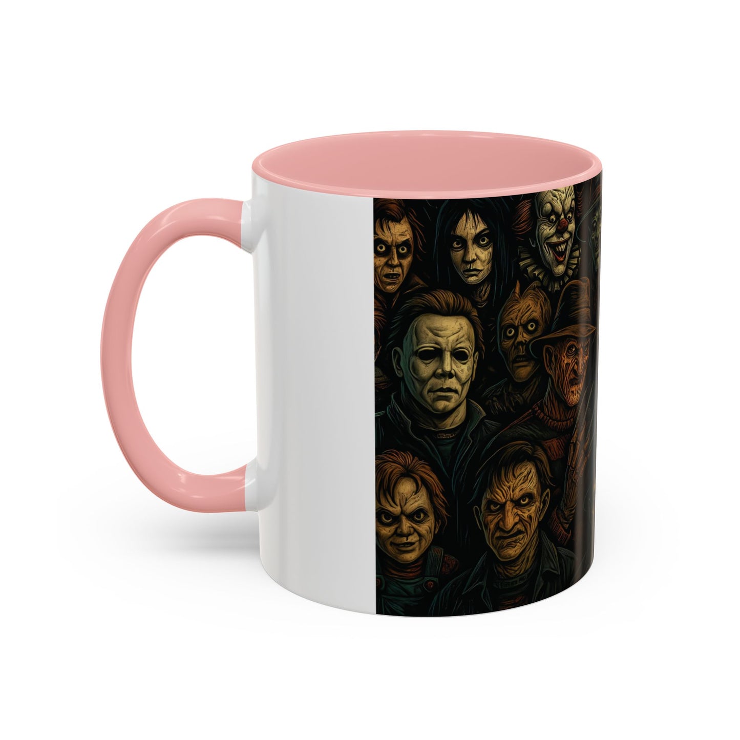 Horror Villain Collage Mug – 15oz & 11oz Ceramic Coffee Mug – Slasher Icons Halloween Gift – Goth Horrorcore Kitchen Decor