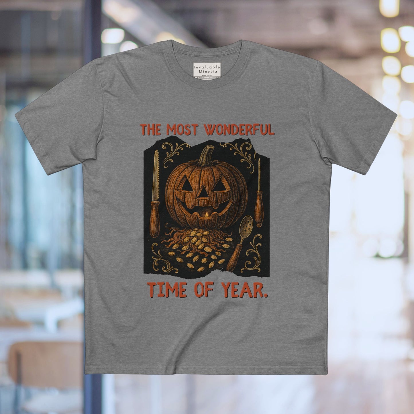 Halloween Jack-O’-Lantern Tee – “The Most Wonderful Time of Year” Vintage Pumpkin Carving Shirt | AS Colour 5001 Unisex