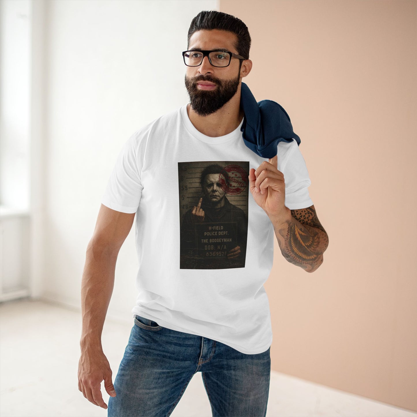 Michael Mugshot Tee – Distressed Horrorcore Slasher Shirt Premium Tee