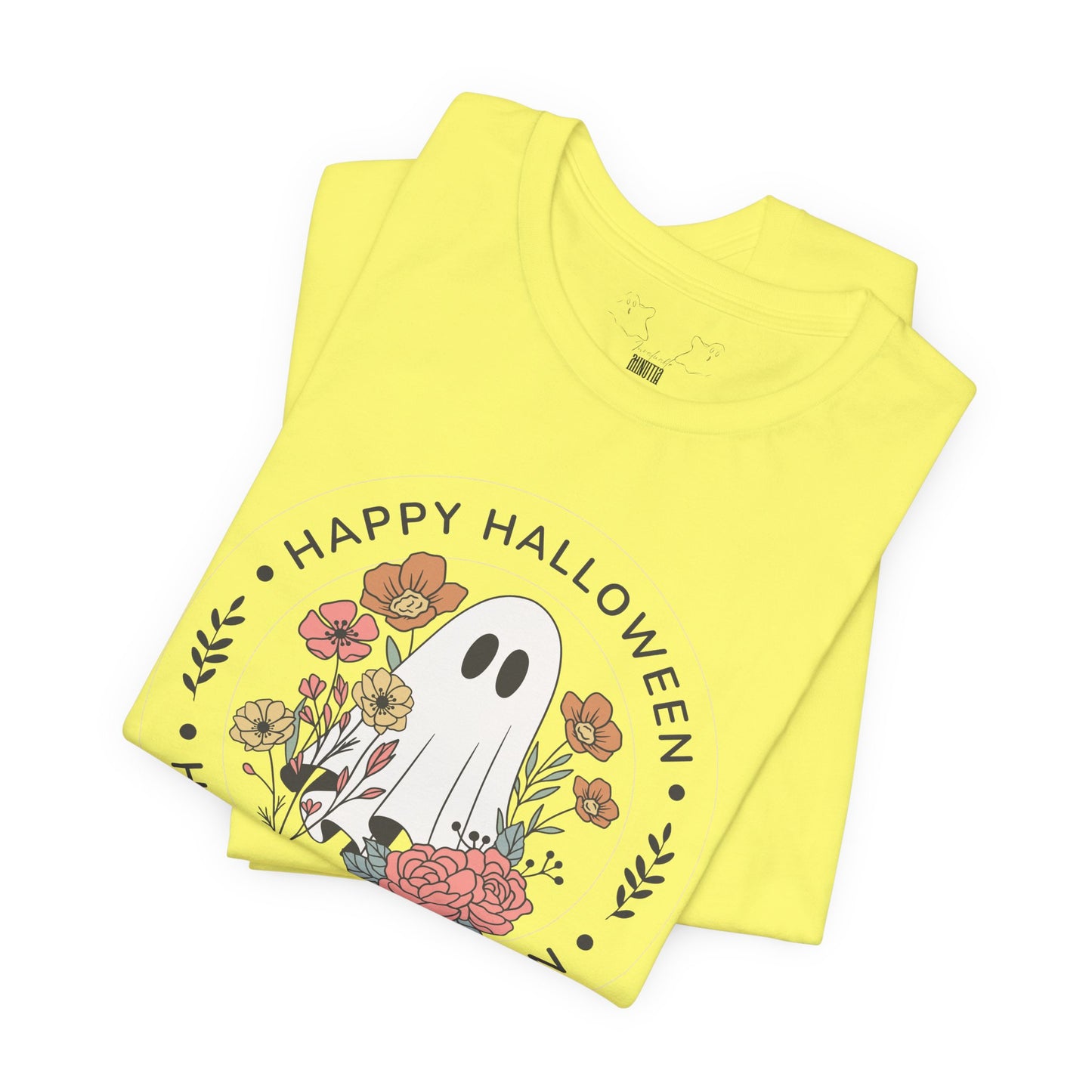 Happy Halloween Floral Ghost Tee – Bella+Canvas 3001