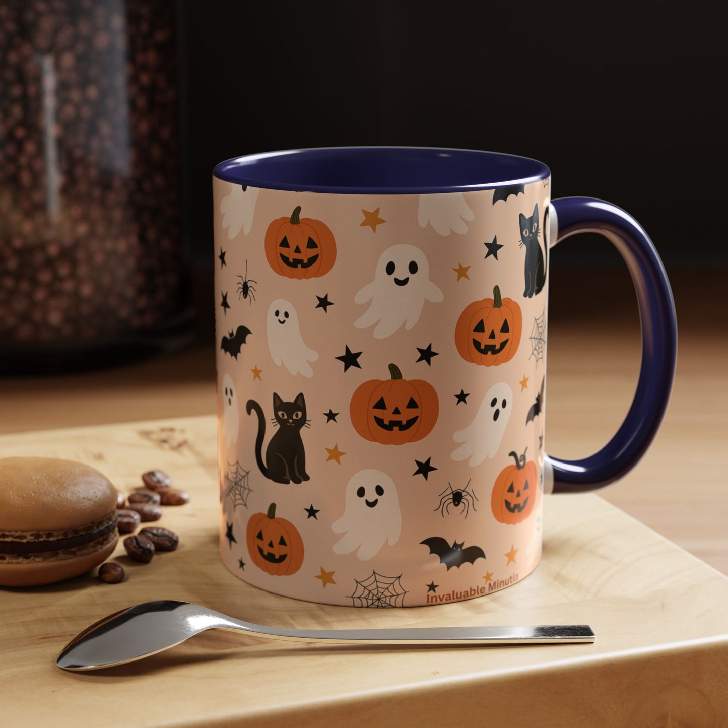 Halloween Color Accent Mug β Ghosts, Pumpkins & Black Cats, Fall Coffee Cup (11oz & 15oz) β Boutique Spooky Season Drinkware