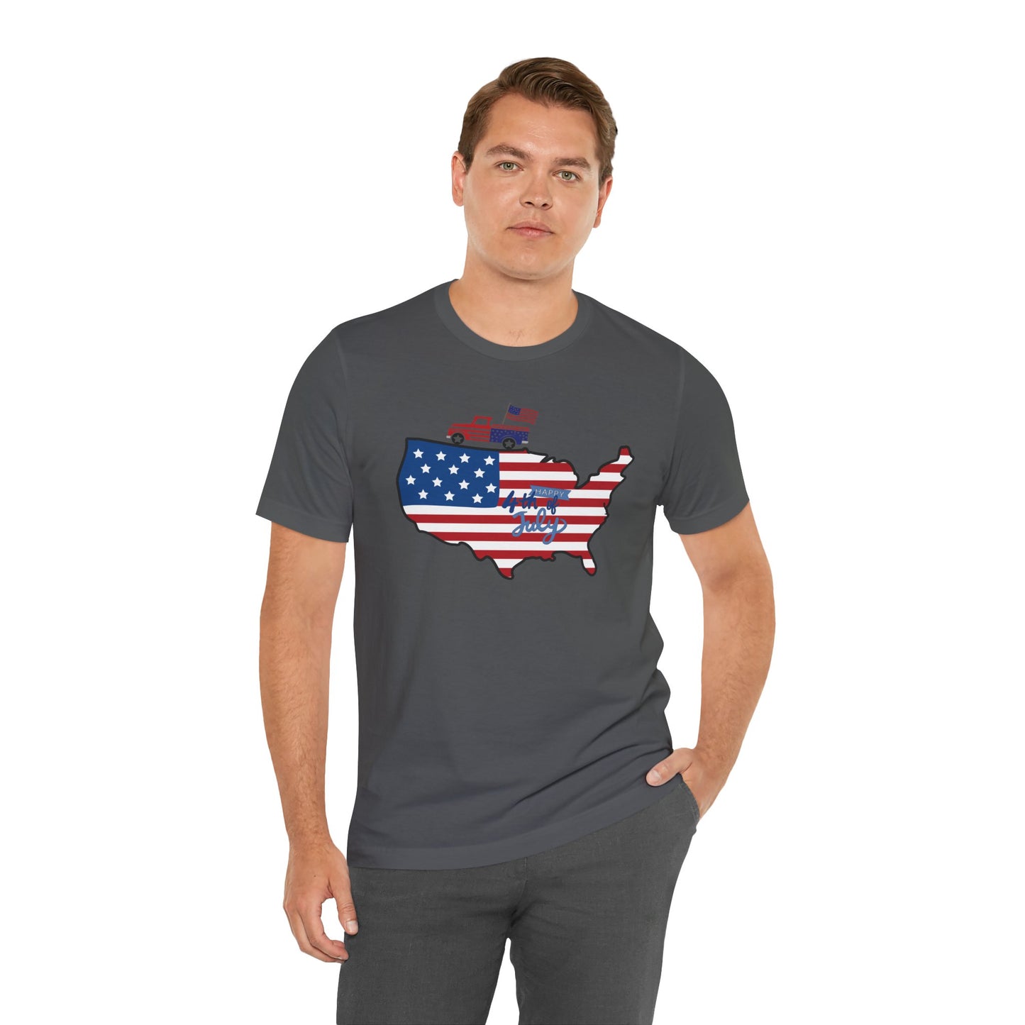 All-American USA Map & Truck Tee β Unisex Bella+Canvas Jersey Tee - 4th of July T-Shirt