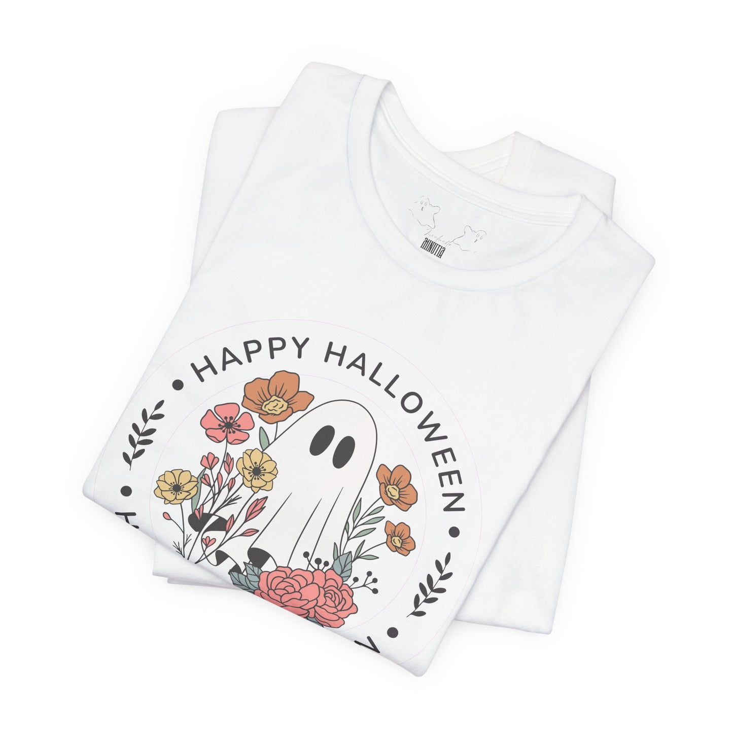 Happy Halloween Floral Ghost Tee – Bella+Canvas 3001