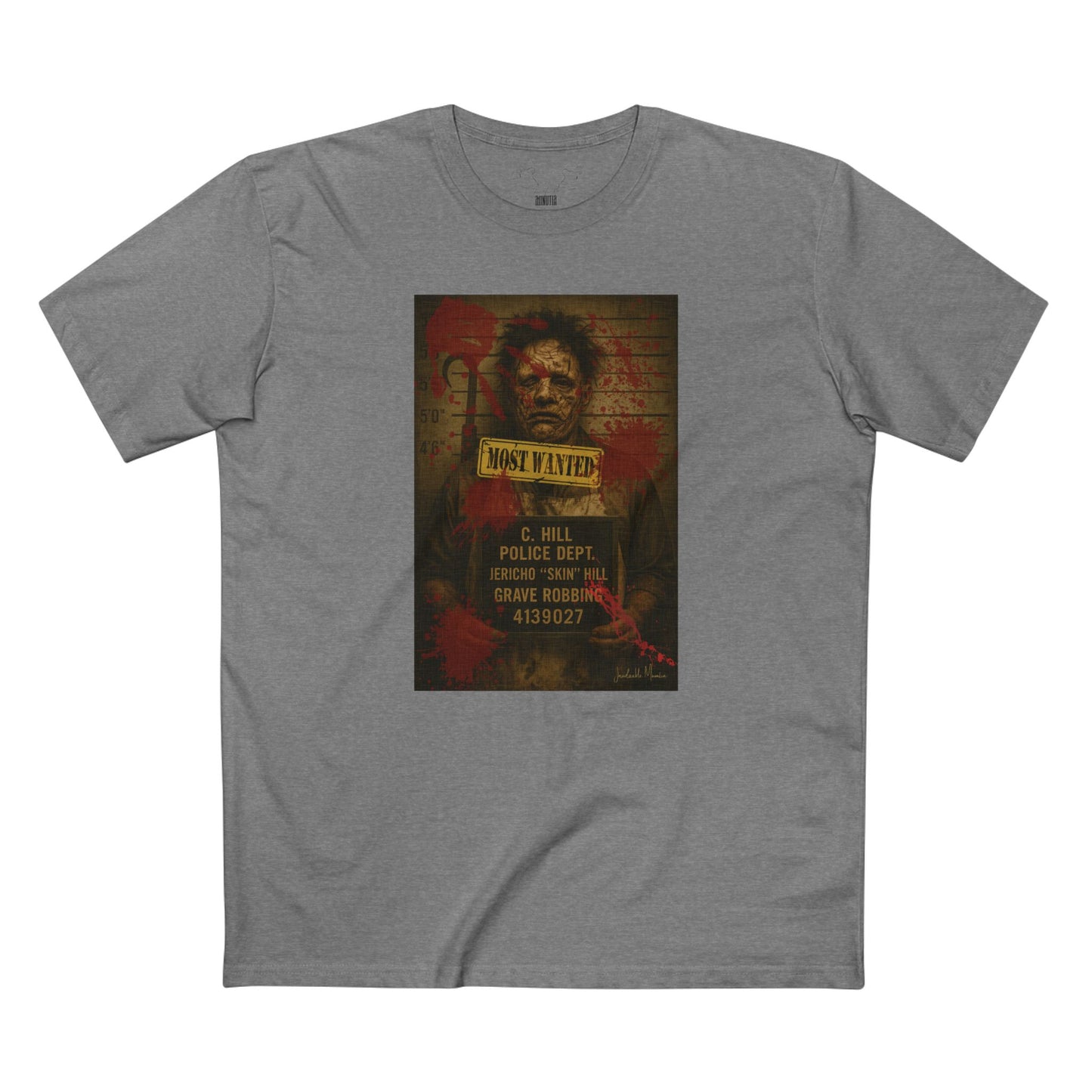 Leatherface Mugshot T-Shirt – Premium AS Colour 5001 Horror Tee