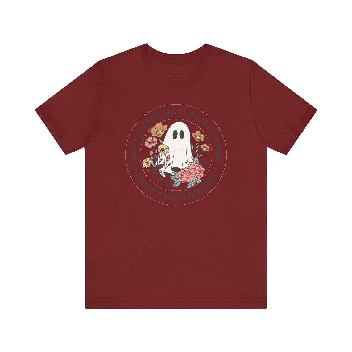 Happy Halloween Floral Ghost Tee – Bella+Canvas 3001