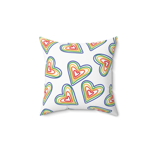 Färgglatt hjärtmönster kudde | Mysig heminredning | Perfekt present för kärlek och vänskap