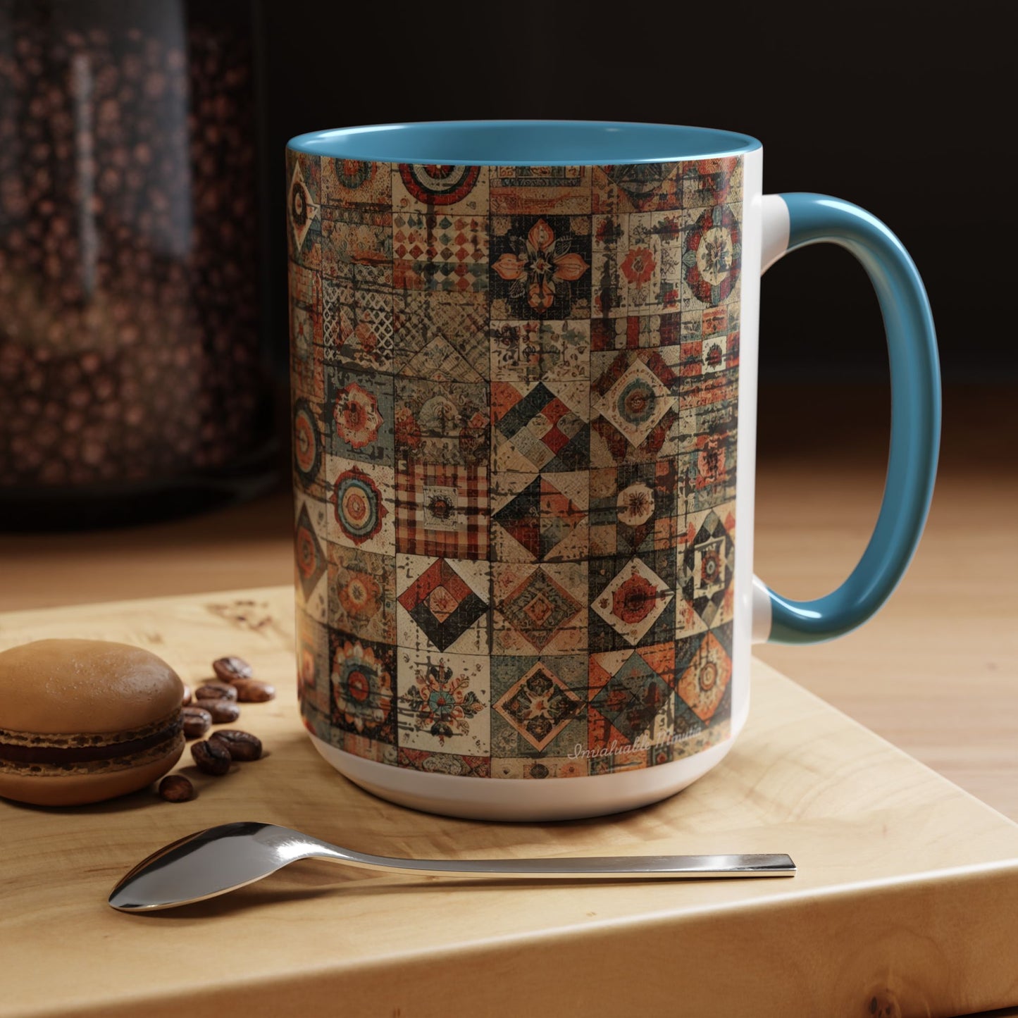 Boho Patchwork Quilt Mug | Vintage Accent Coffee Mug (11oz/15oz)
