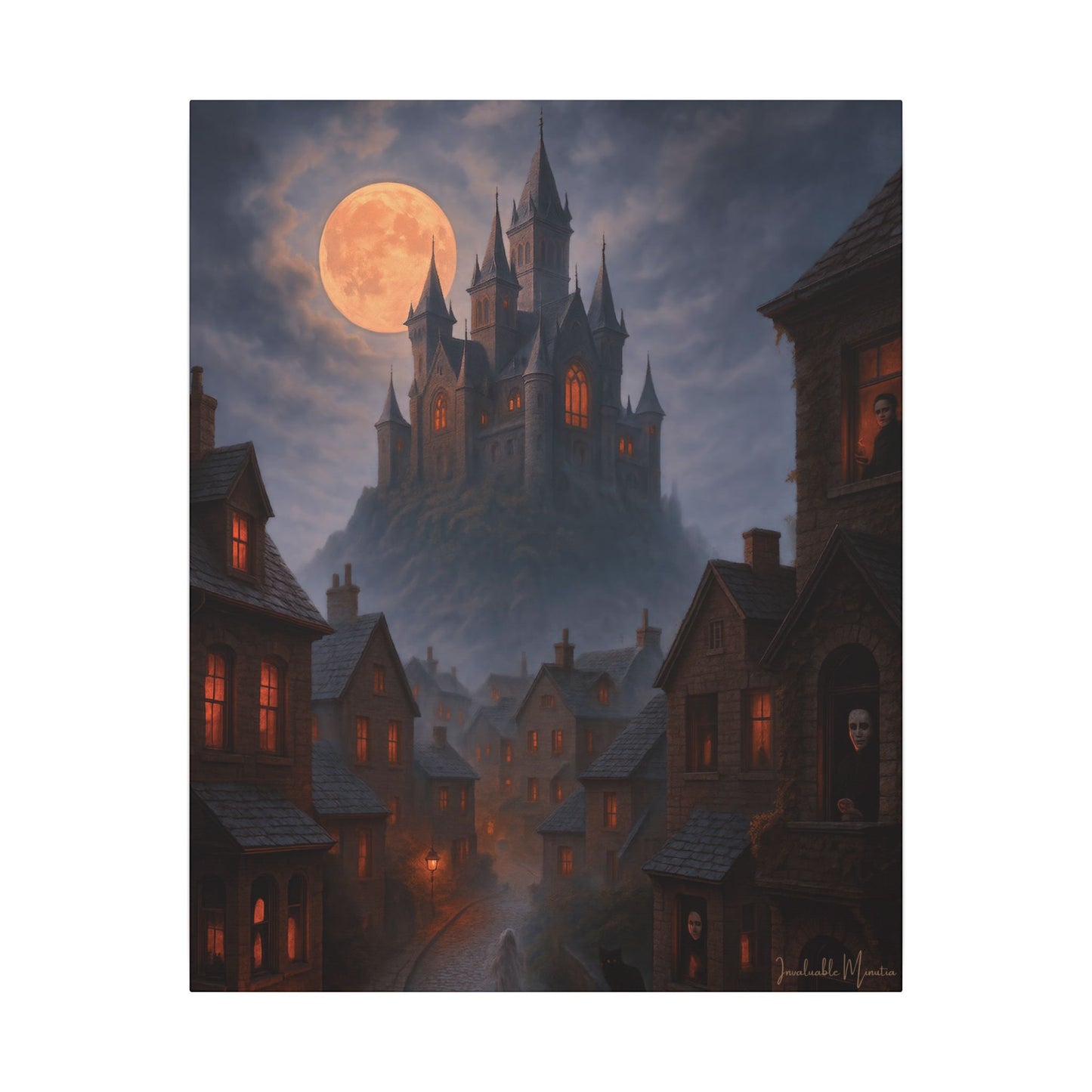 Haunted Hilltop Castle Canvas Print – Gothic Halloween Wall Art for Spooky Season Decor