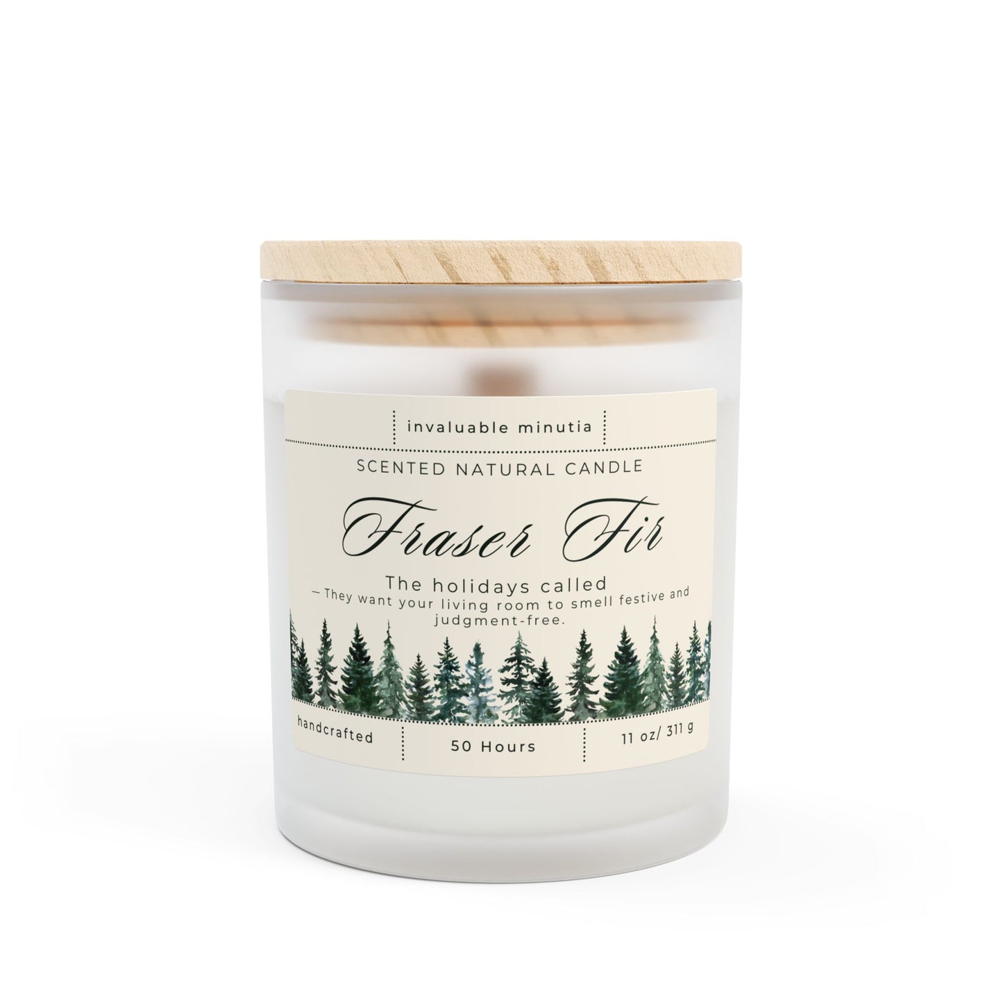 11oz Frosted Glass Natural Soy Wax Candle with Wooden Wick – Available in 9 Scents