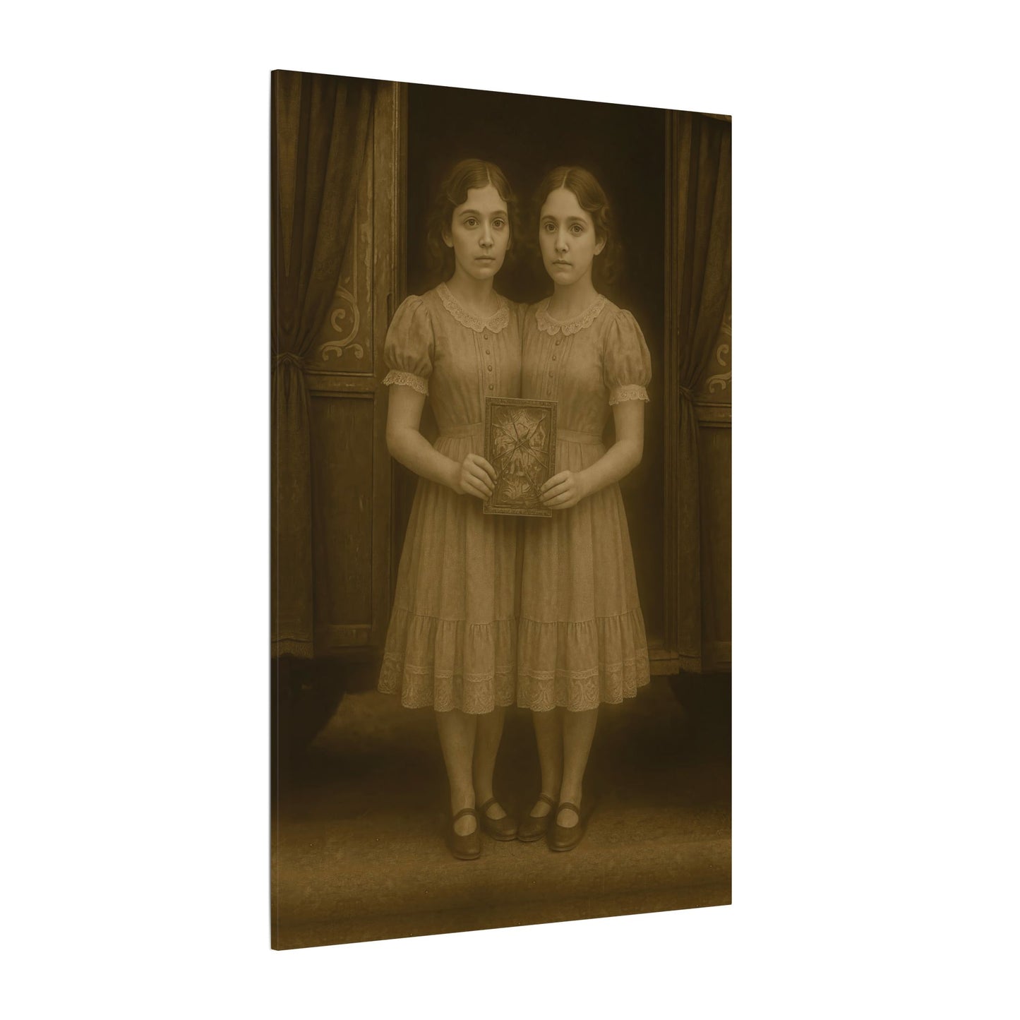 Conjoined Twins – Matte Canvas Print (Gallery-Wrapped) 0.75" – Vintage Circus-Inspired Canvas Wall Art