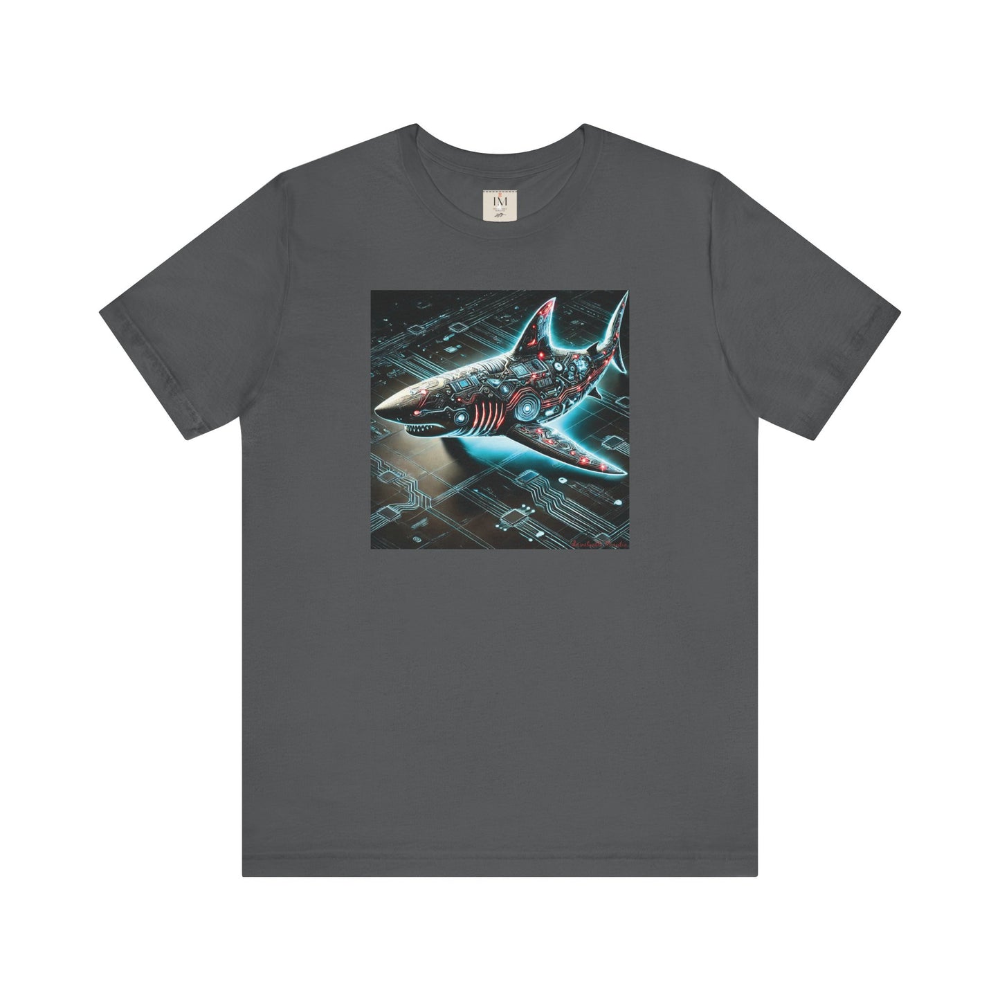 Cyber Shark Unisex Jersey Tee - Futuristic Ocean Design Tech T-Shirt