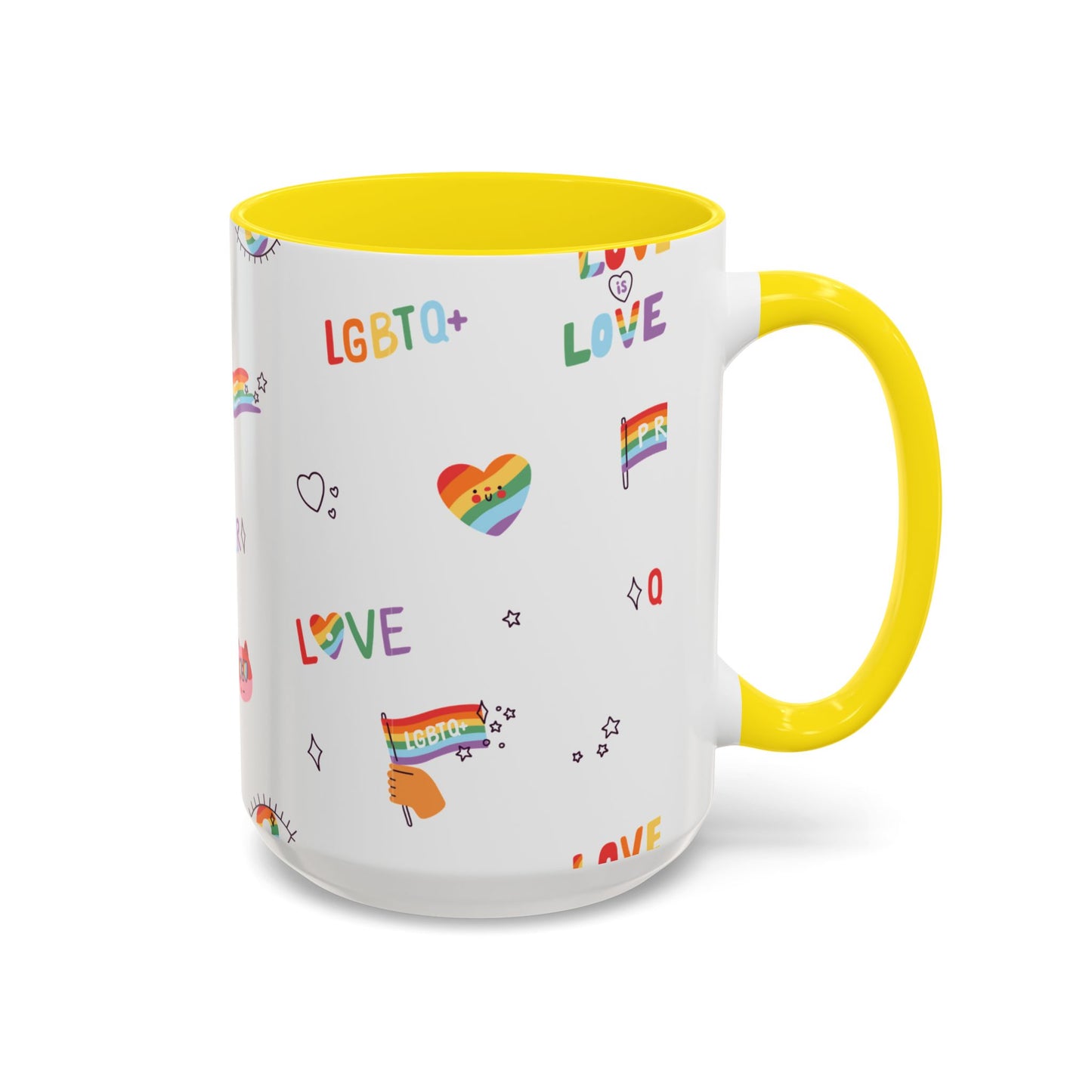 Minimalist Pride Accent Mug | LGBTQ+ Love Ceramic Cup | 11oz & 15oz
