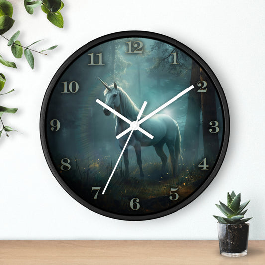 Mystical Unicorn Wall Clock – Enchanted Forest Fantasy 10" Decor
