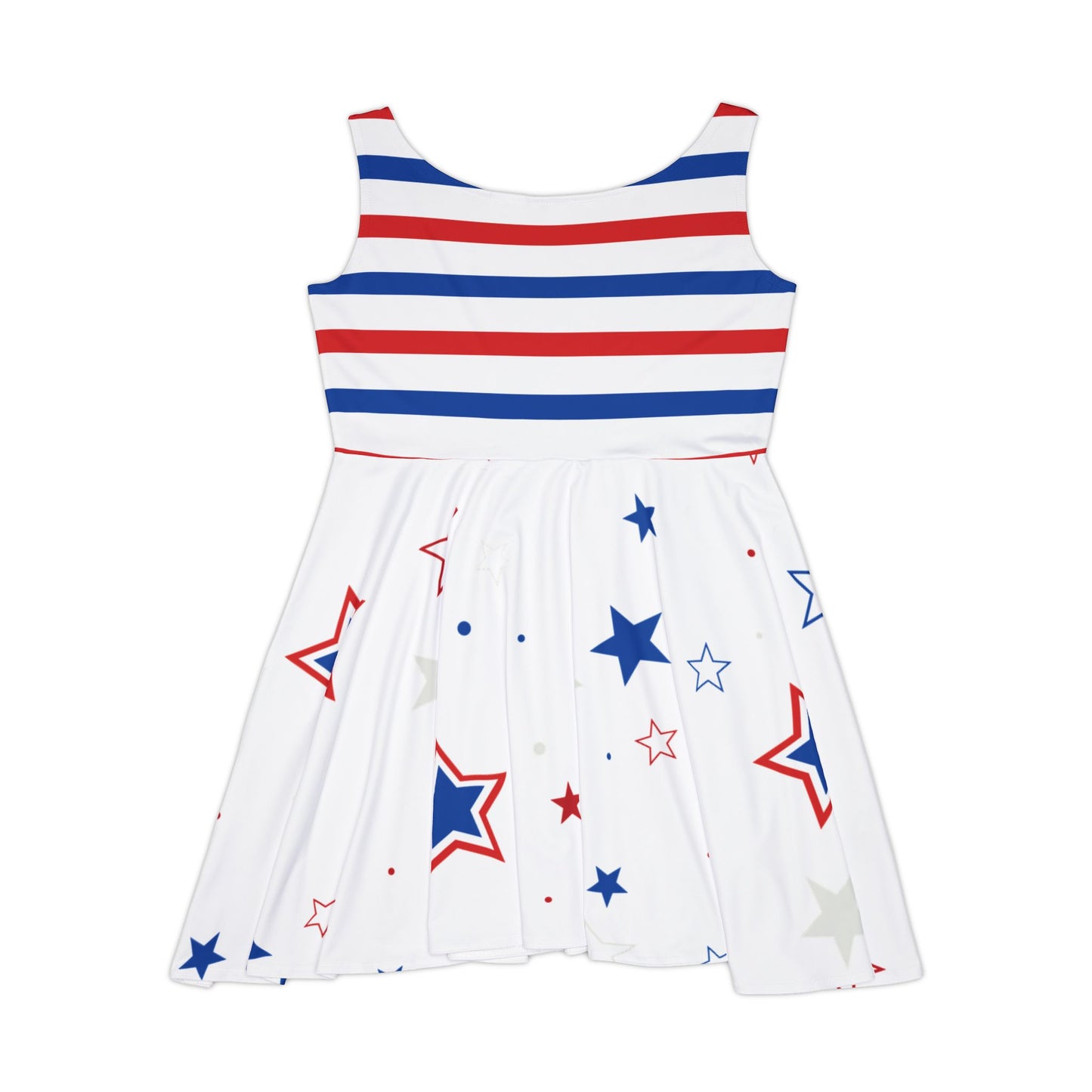 Patriotic Women's Skater Dress, Fourth of July Dress, Summer Casual Dress, Star Print Dress, Festive Outfit, Holiday Fashion
