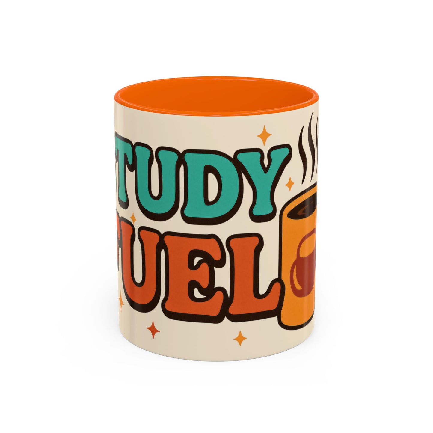 Study Fuel Color Accent Mug (11oz/15oz) – Retro Teacher/Student Coffee Cup • Back to School • Durable Ceramic