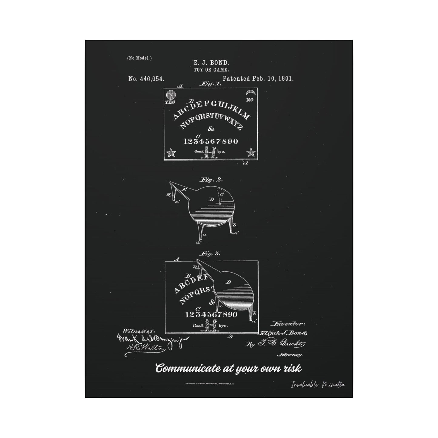 Ouija Board Patent Print (1891) – Gothic Spirit Board Canvas Wall Art