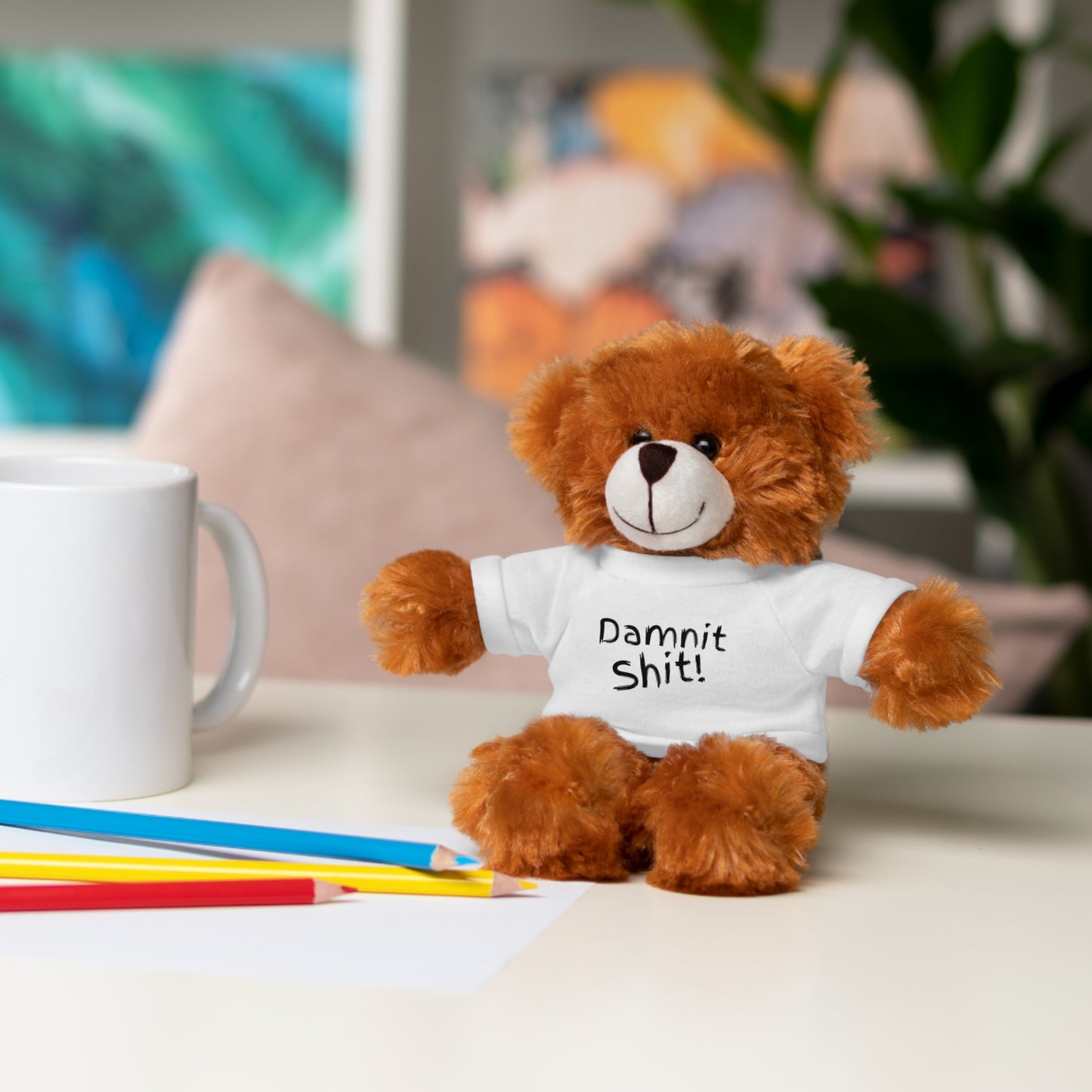 8" Funny Stuffed Animal Gift for Adults, Cute Plush Toy, Humor Bear, Sarcastic Gifts, Quirky Decor, Comfort Toy with Quote