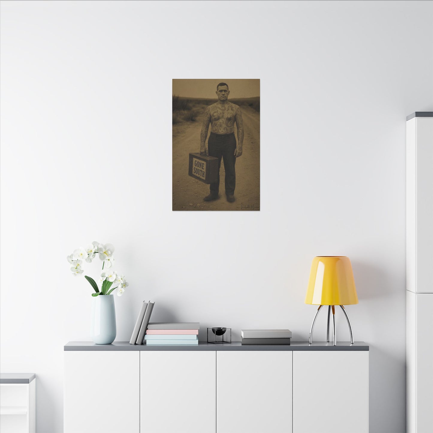 The Tattooed Man – Matte Canvas Print (Gallery-Wrapped) 0.75" – Vintage Circus-Inspired Canvas Wall Art