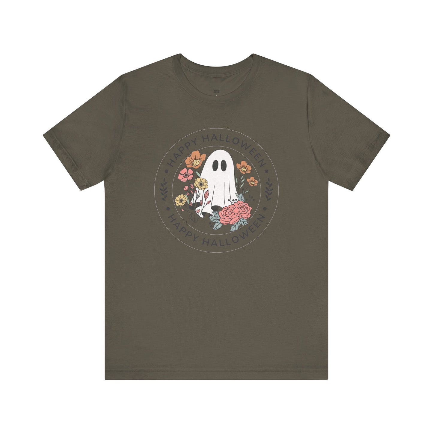 Happy Halloween Floral Ghost Tee – Bella+Canvas 3001