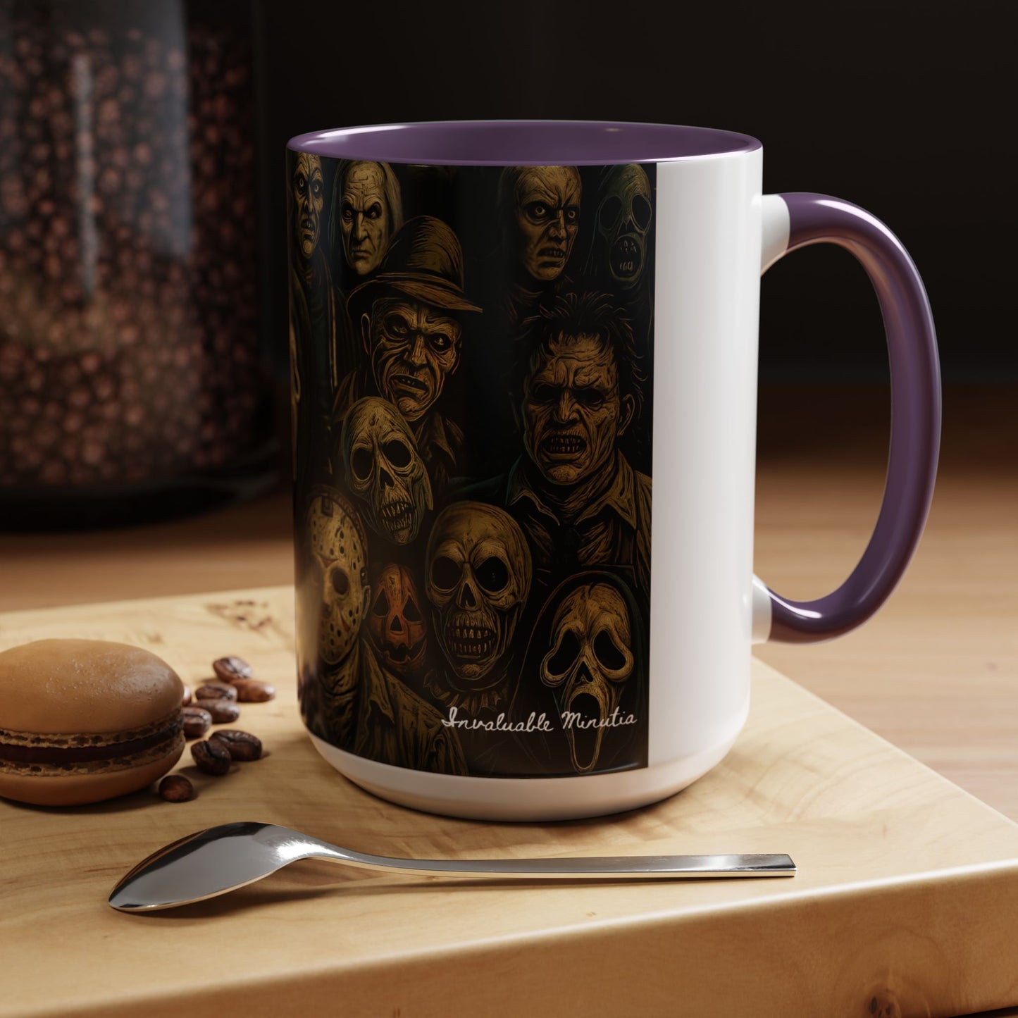 Horror Villain Collage Mug – 15oz & 11oz Ceramic Coffee Mug – Slasher Icons Halloween Gift – Goth Horrorcore Kitchen Decor