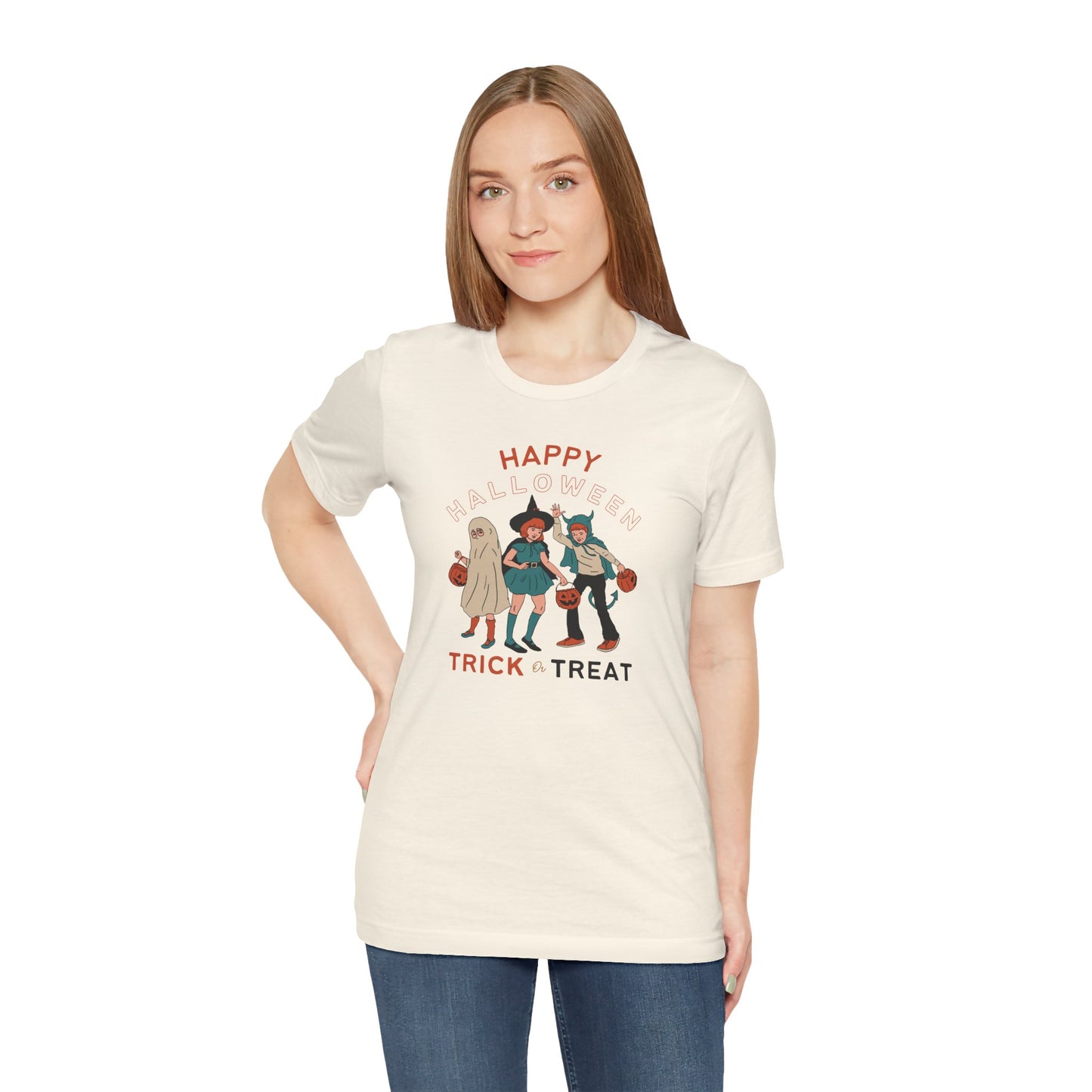 Happy Halloween Trick or Treat Vintage Vibe Tee โ Bella+Canvas 3001