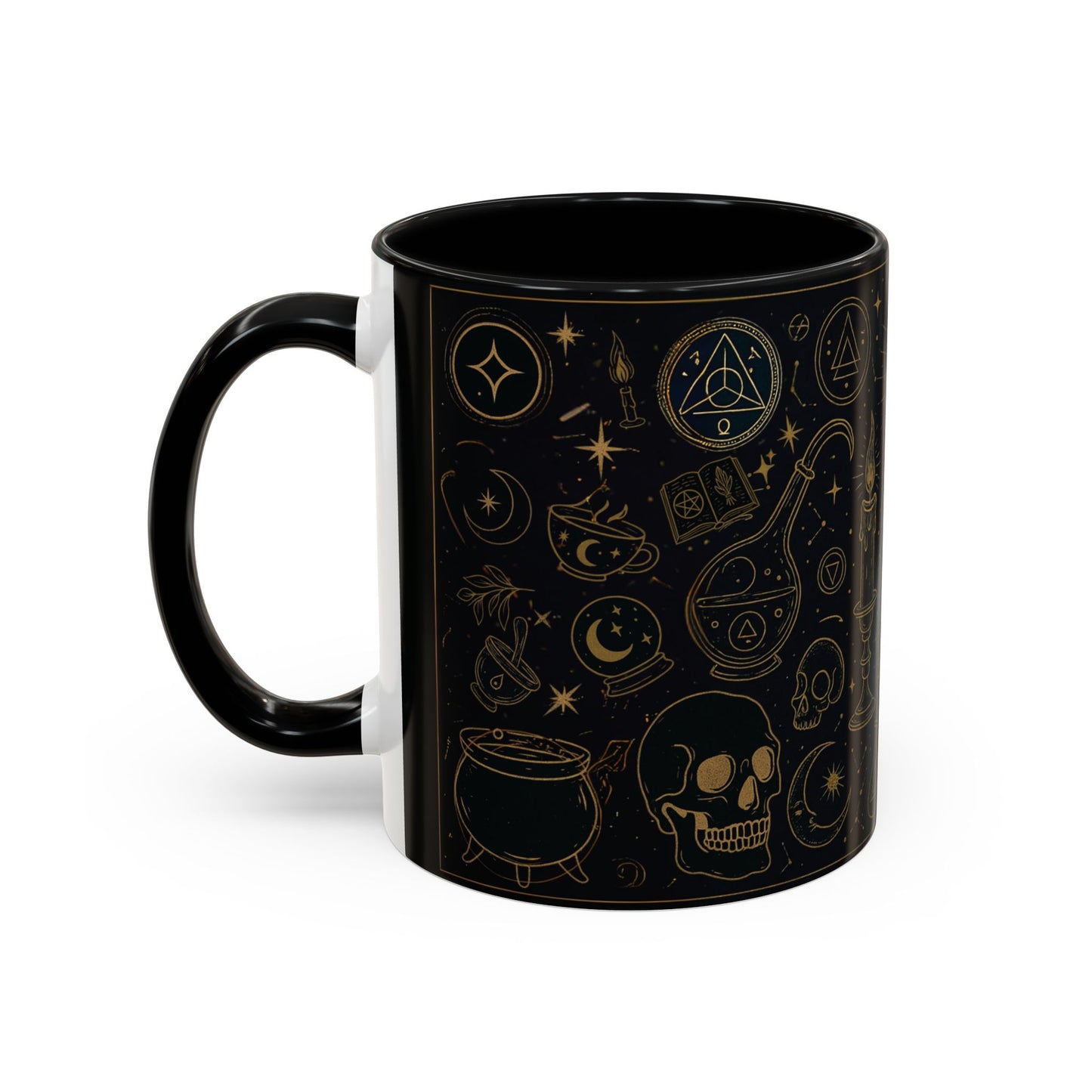 Witchy Aesthetic Coffee Mug โ 15oz Black & Purple Ceramic with Occult Symbols โ Goth Kitchen Decor, Halloween Gift Idea - 11oz/15oz