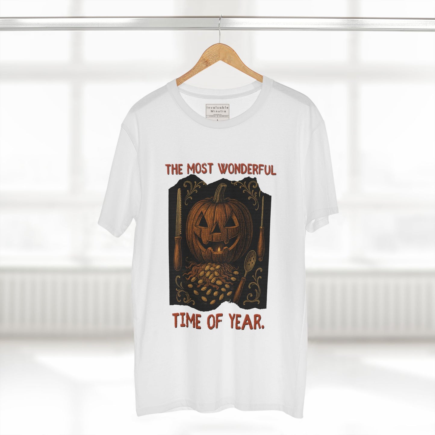 Halloween Jack-O’-Lantern Tee – “The Most Wonderful Time of Year” Vintage Pumpkin Carving Shirt | AS Colour 5001 Unisex