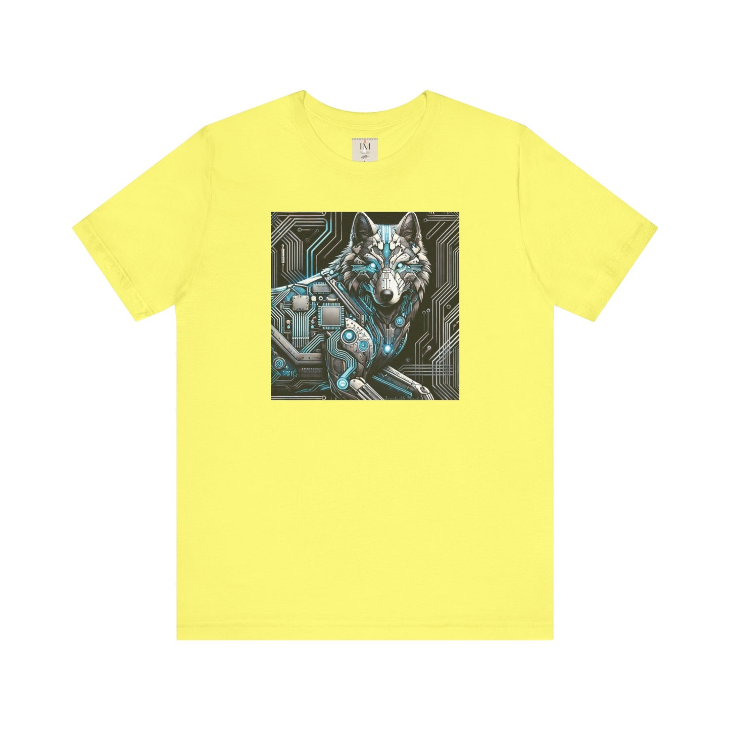 Tech Cyber Wolf Unisex Jersey Tee - Futuristic Animal Print Animal T-Shirt
