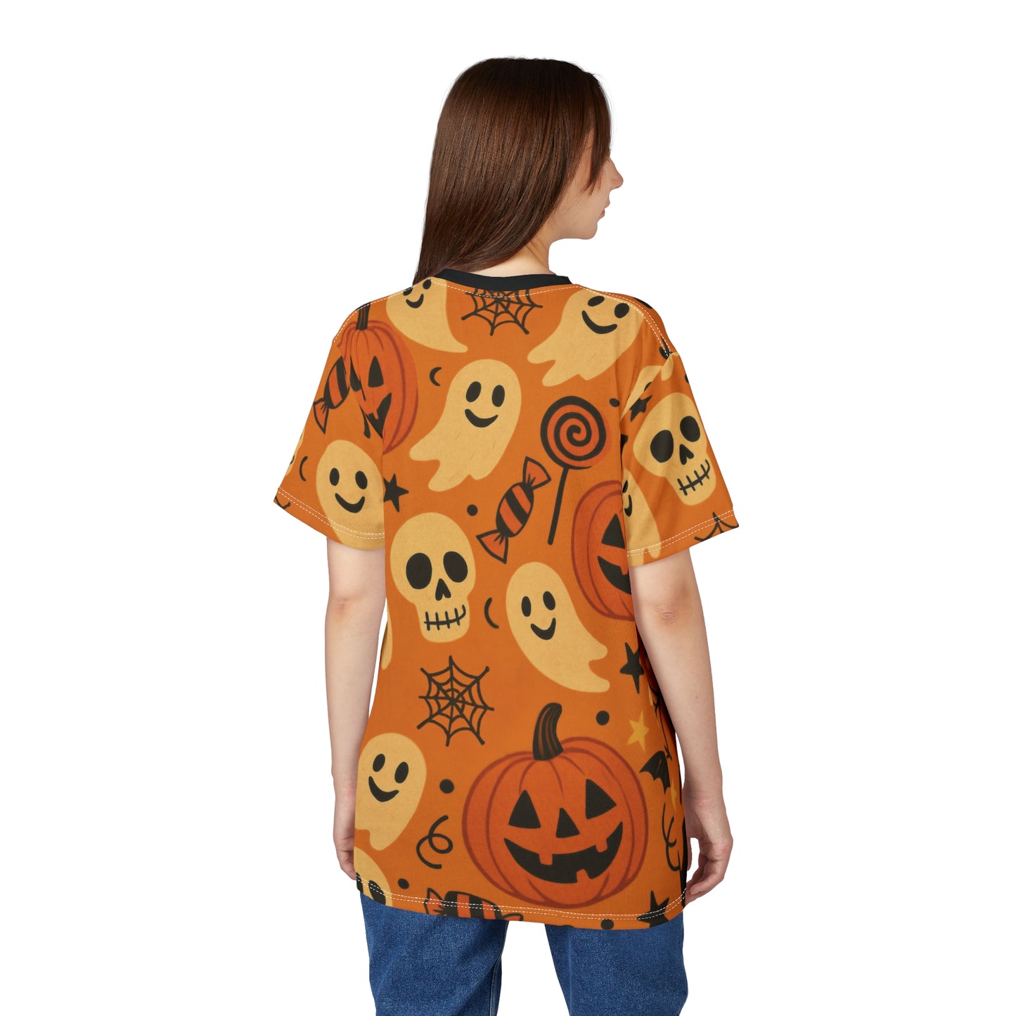 Trick or Treat All-Over Print Tee – Vintage Halloween Ghosts & Pumpkins