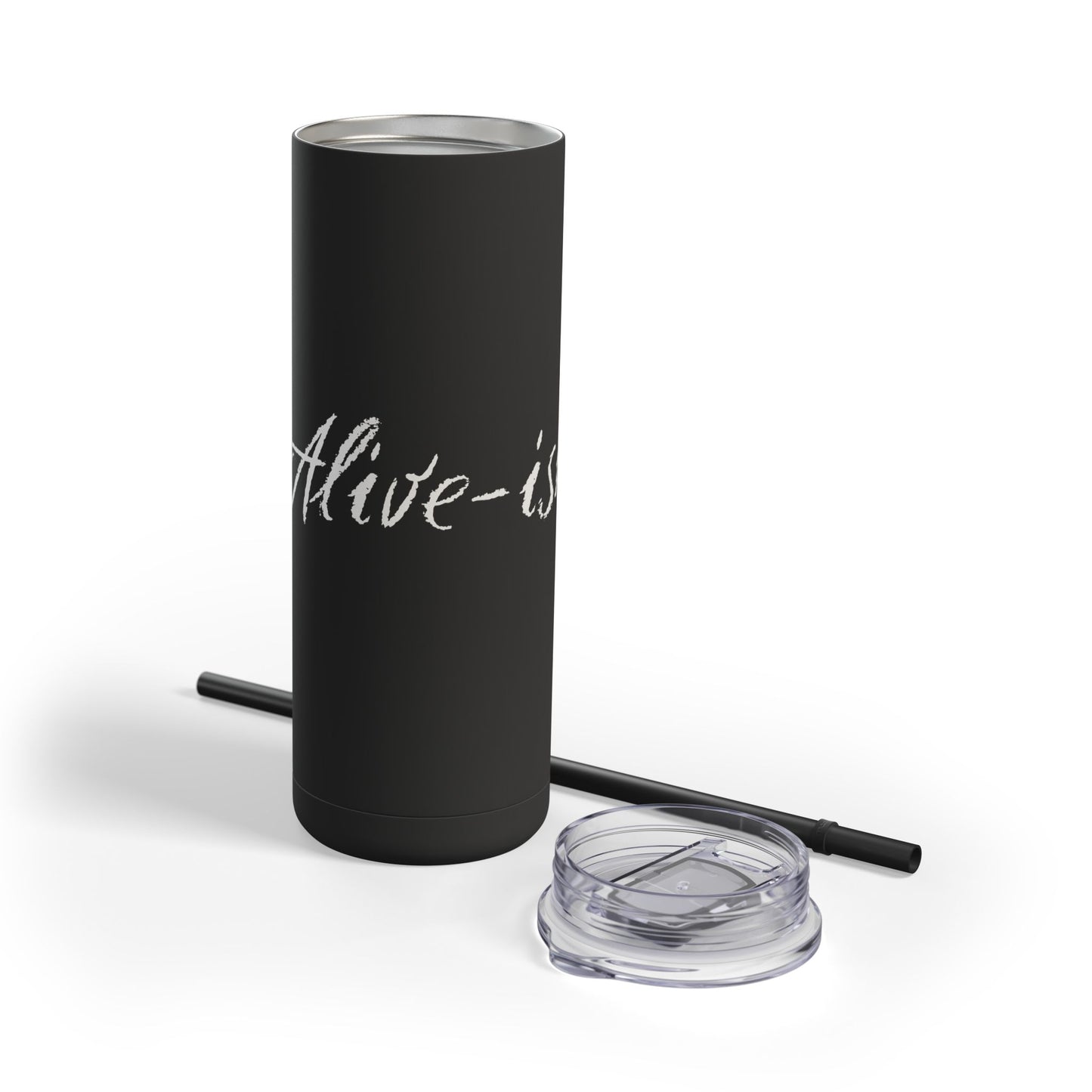 “Alive-ish” Matte Tumbler – 20oz Maars Skinny Tumbler with Straw | Chalk Script Hydration Statement