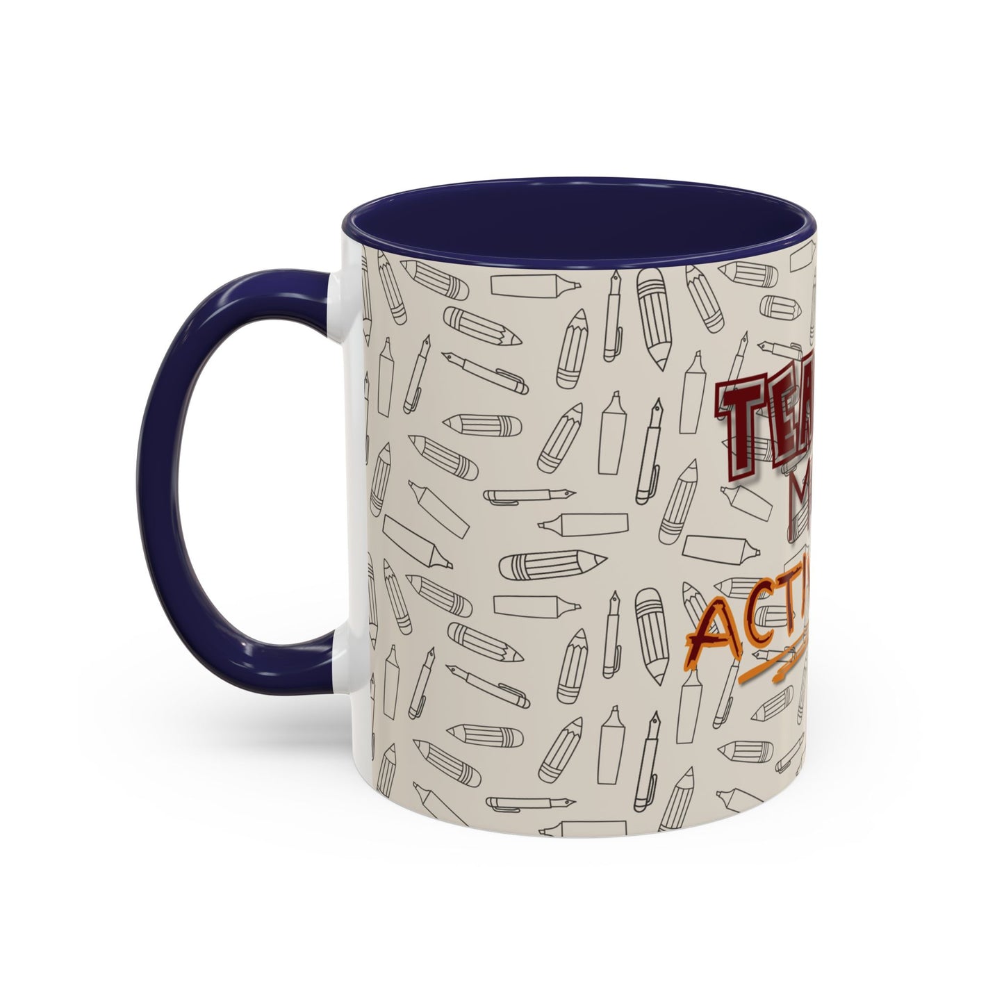 Funny Teacher Coffee Mug – Back to School Gift – “Teacher Mode Activated” – Color Accent 11oz 15oz – Classroom Decor – Durable Ceramic – Education Life
