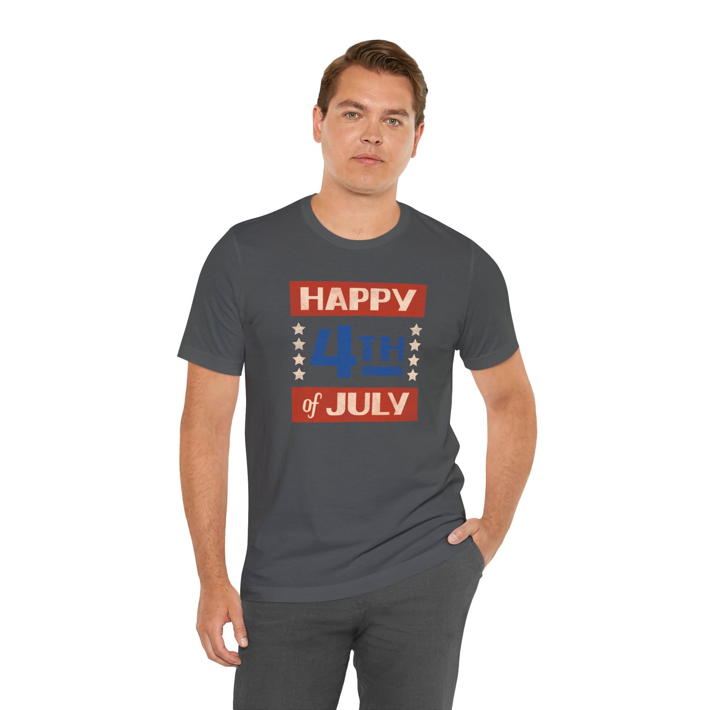 Happy 4th / Land of the Free Tee – Dual-Sided Print – Unisex Bella + Canvas Jersey T-Shirt