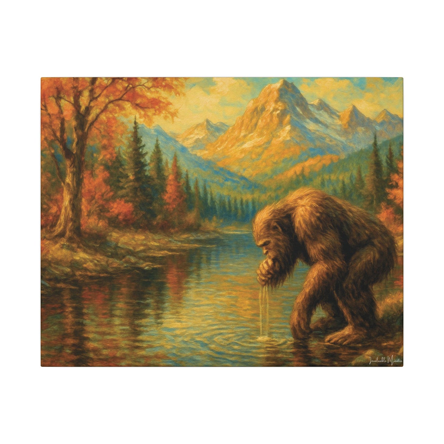 Bigfoot Lake Canvas Print – Autumn Mountain Landscape, Boutique Fine Art Style, Horizontal Nature Wall Art