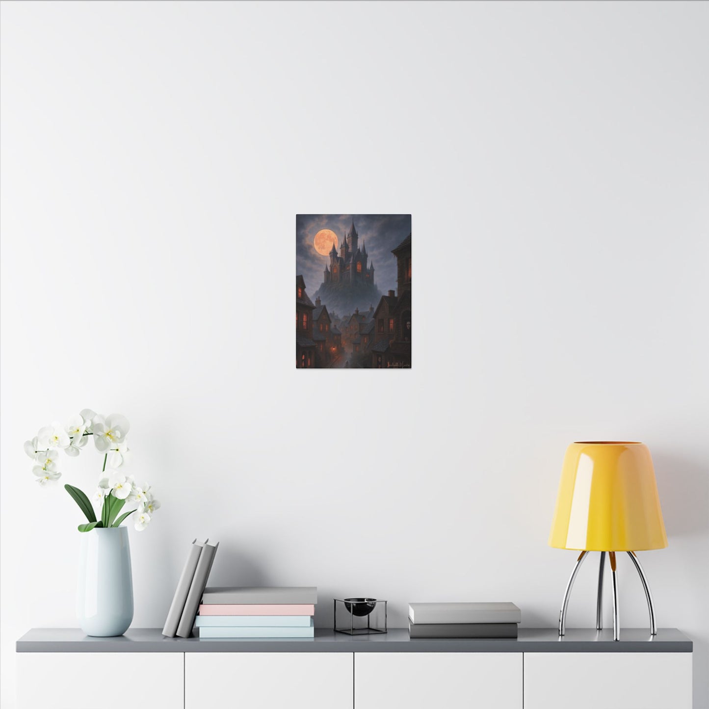 Haunted Hilltop Castle Canvas Print – Gothic Halloween Wall Art for Spooky Season Decor