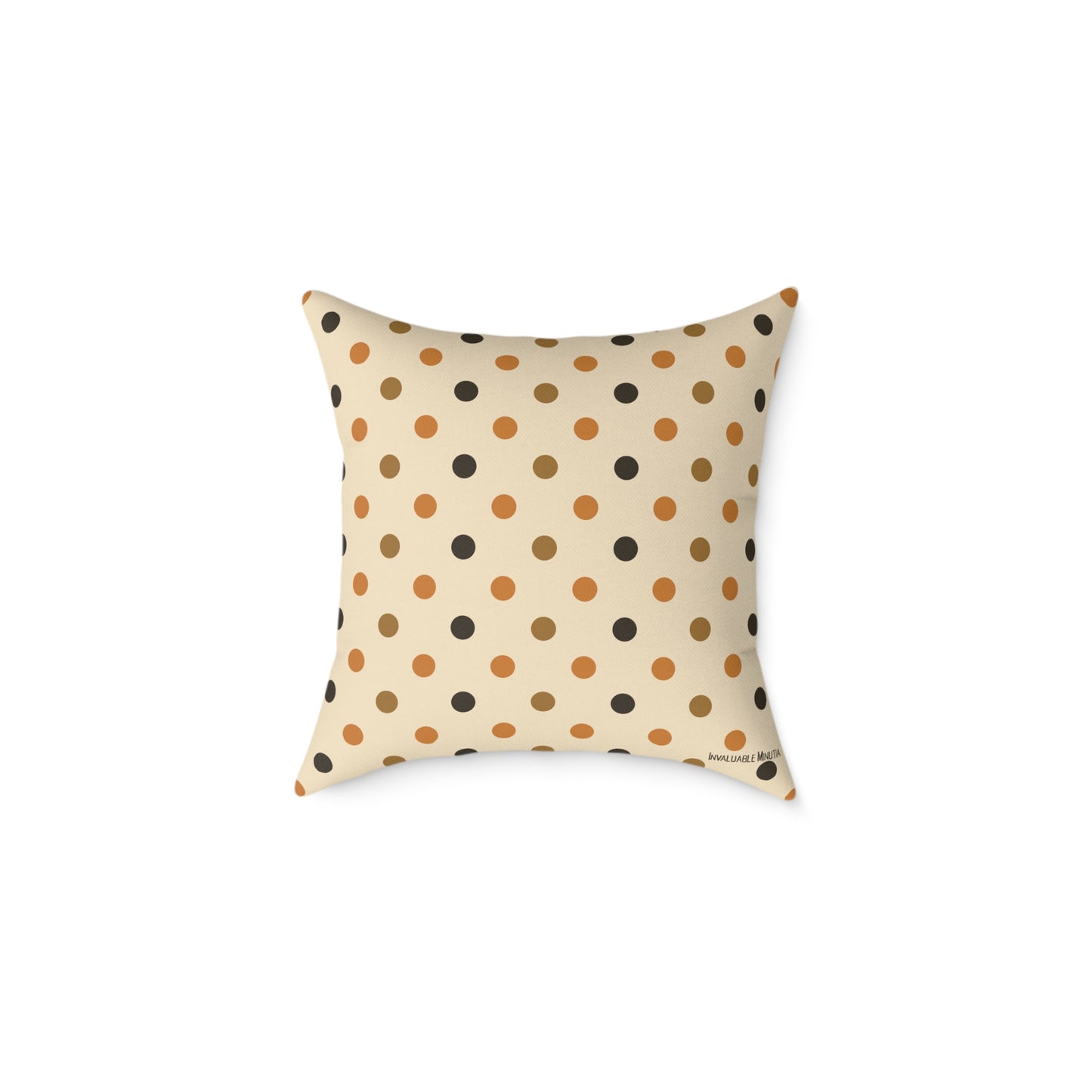Boutique Halloween Throw Pillow – Crow & Pumpkin Pattern (Reversible Dot Back, Colorway™ Poly Canvas)