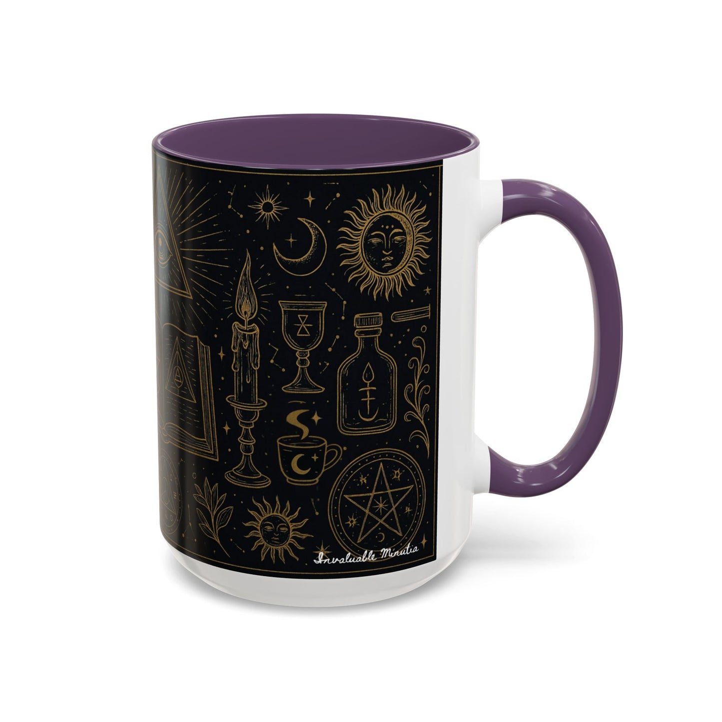 Witchy Aesthetic Coffee Mug โ 15oz Black & Purple Ceramic with Occult Symbols โ Goth Kitchen Decor, Halloween Gift Idea - 11oz/15oz