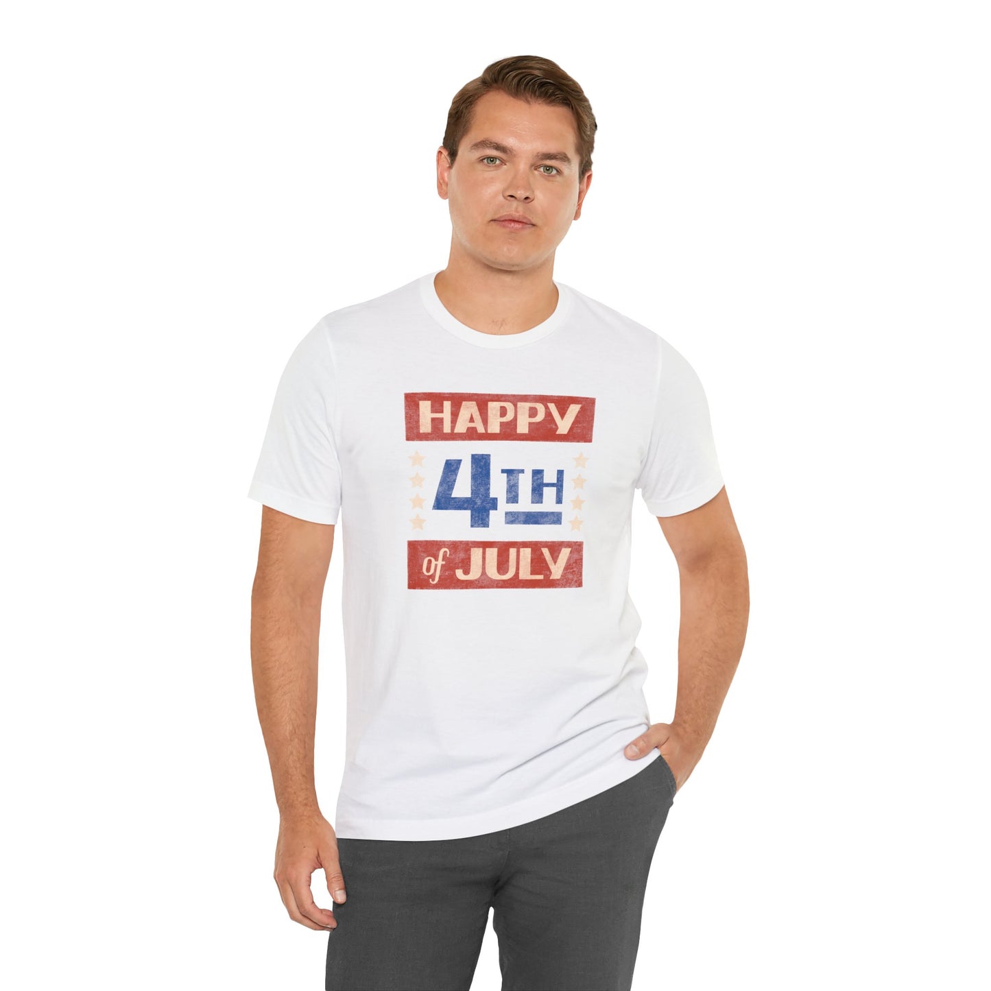 Happy 4th / Land of the Free Tee – Dual-Sided Print – Unisex Bella + Canvas Jersey T-Shirt