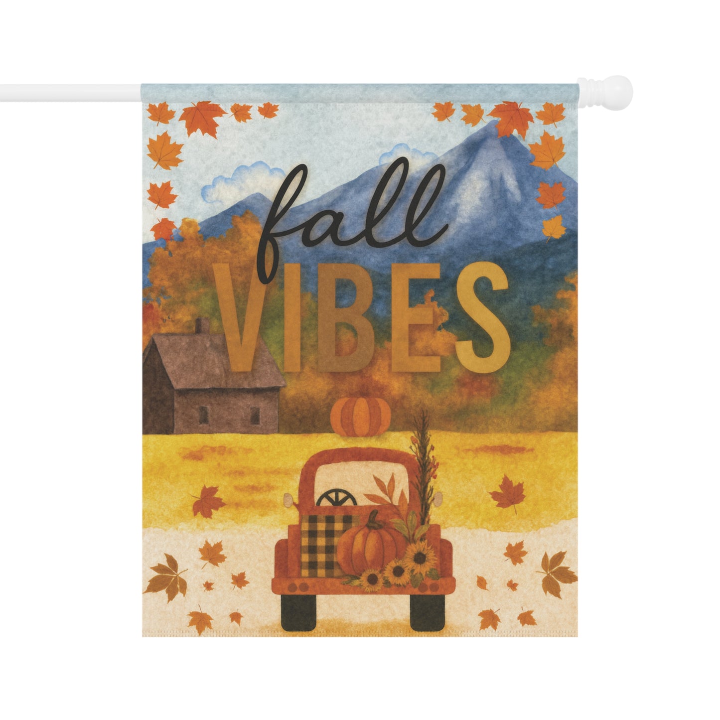 Fall Vibes Flag – Pumpkin Truck Garden Banner & House Flag | Rustic Autumn Outdoor Décor