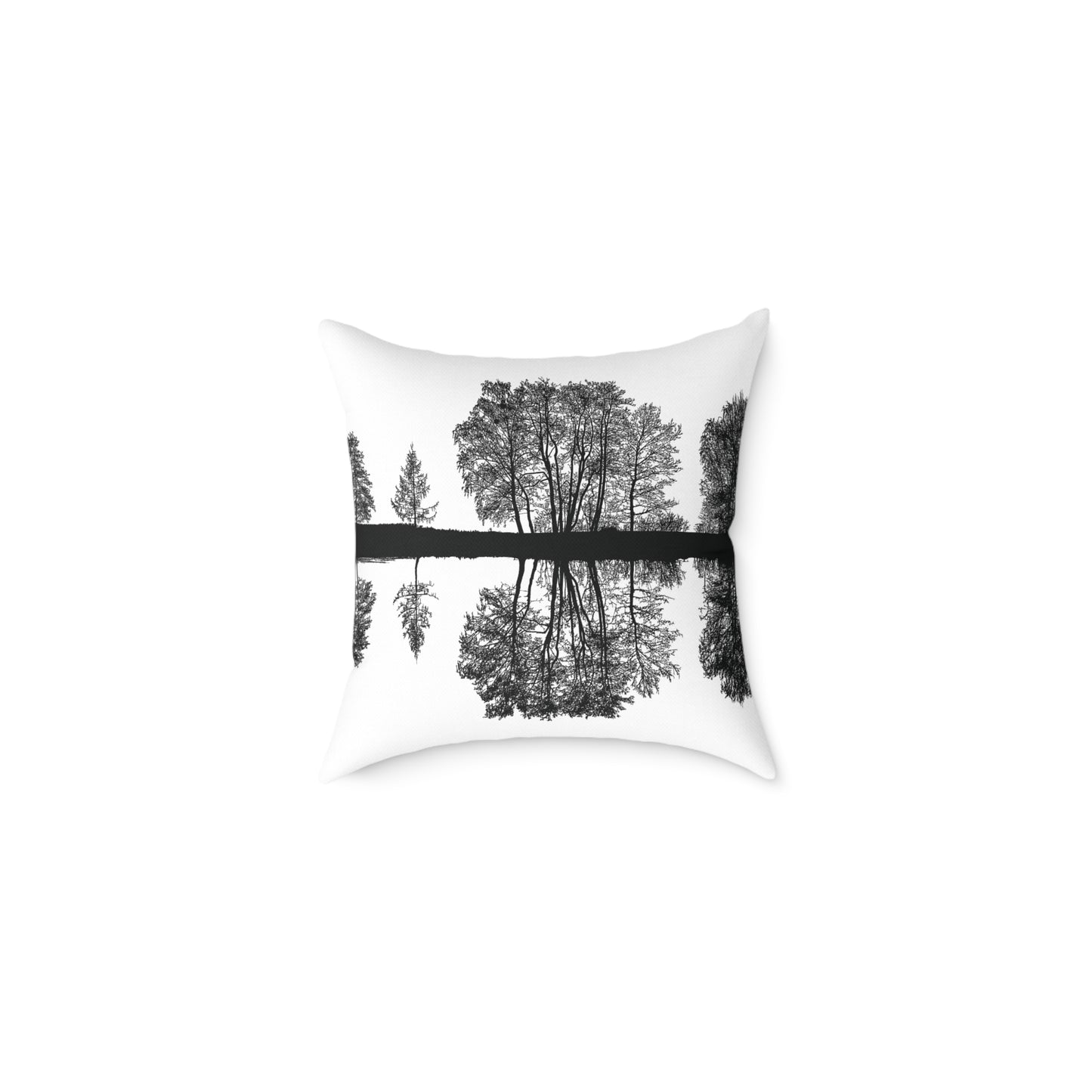Reflection Forest Silhouette Tree Throw Pillow β Photo Silhouette Landscape Accent for Liminal Souls - Canvas Throw Pillow